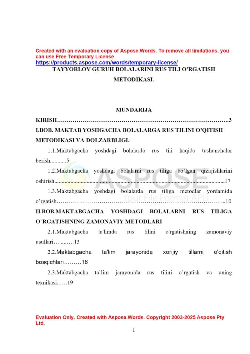 Tayyorlov guruh bolalarini rus tili o‘rgatish metodikasi