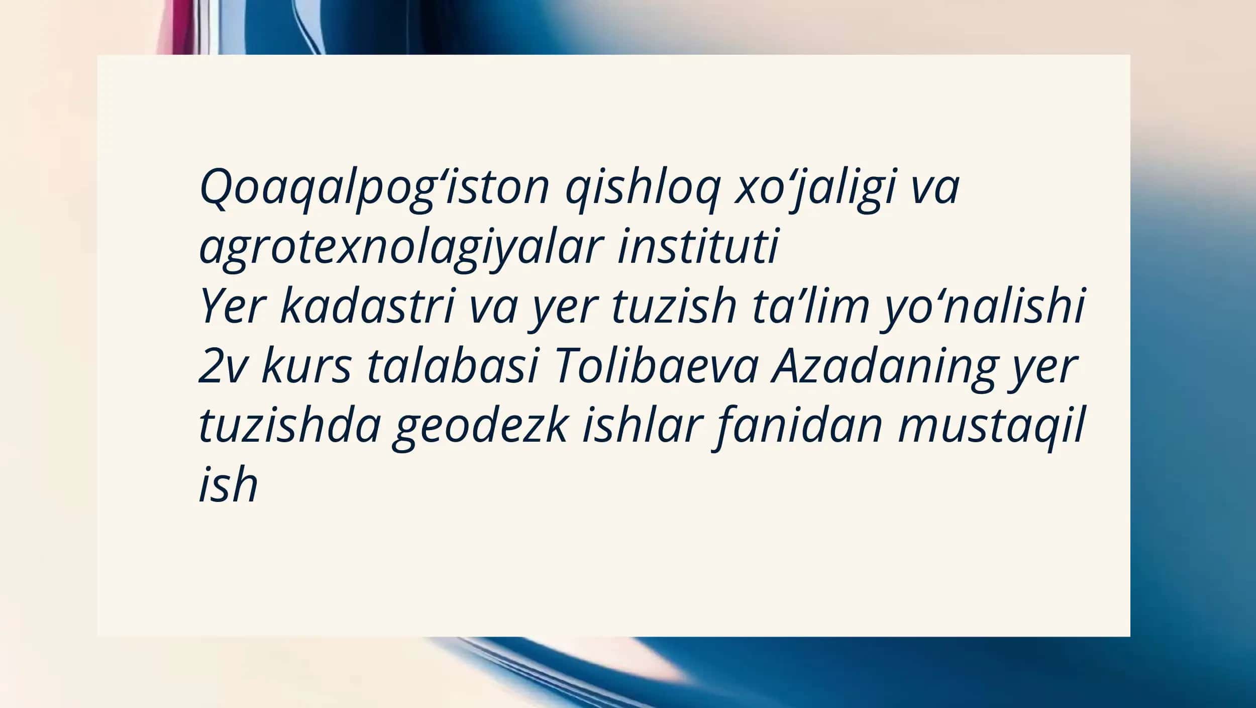 Yer kadastri va yer tuzish ta'lim yoʻnalishi