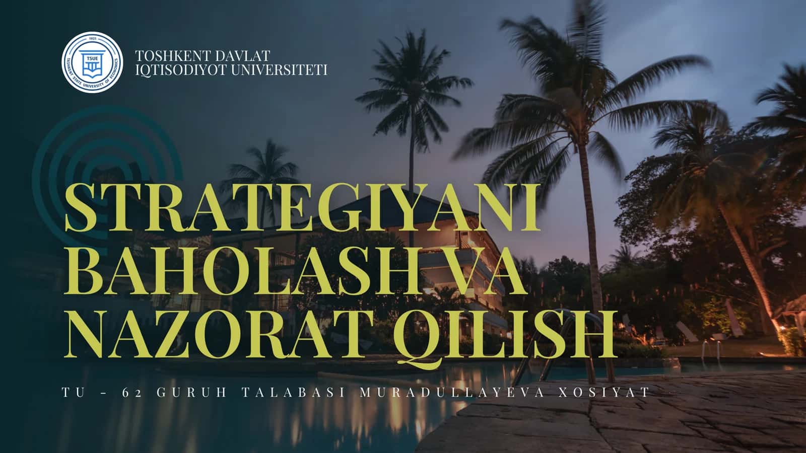 STRATEGIYANI BAHOLASH VA NAZORAT QILISH