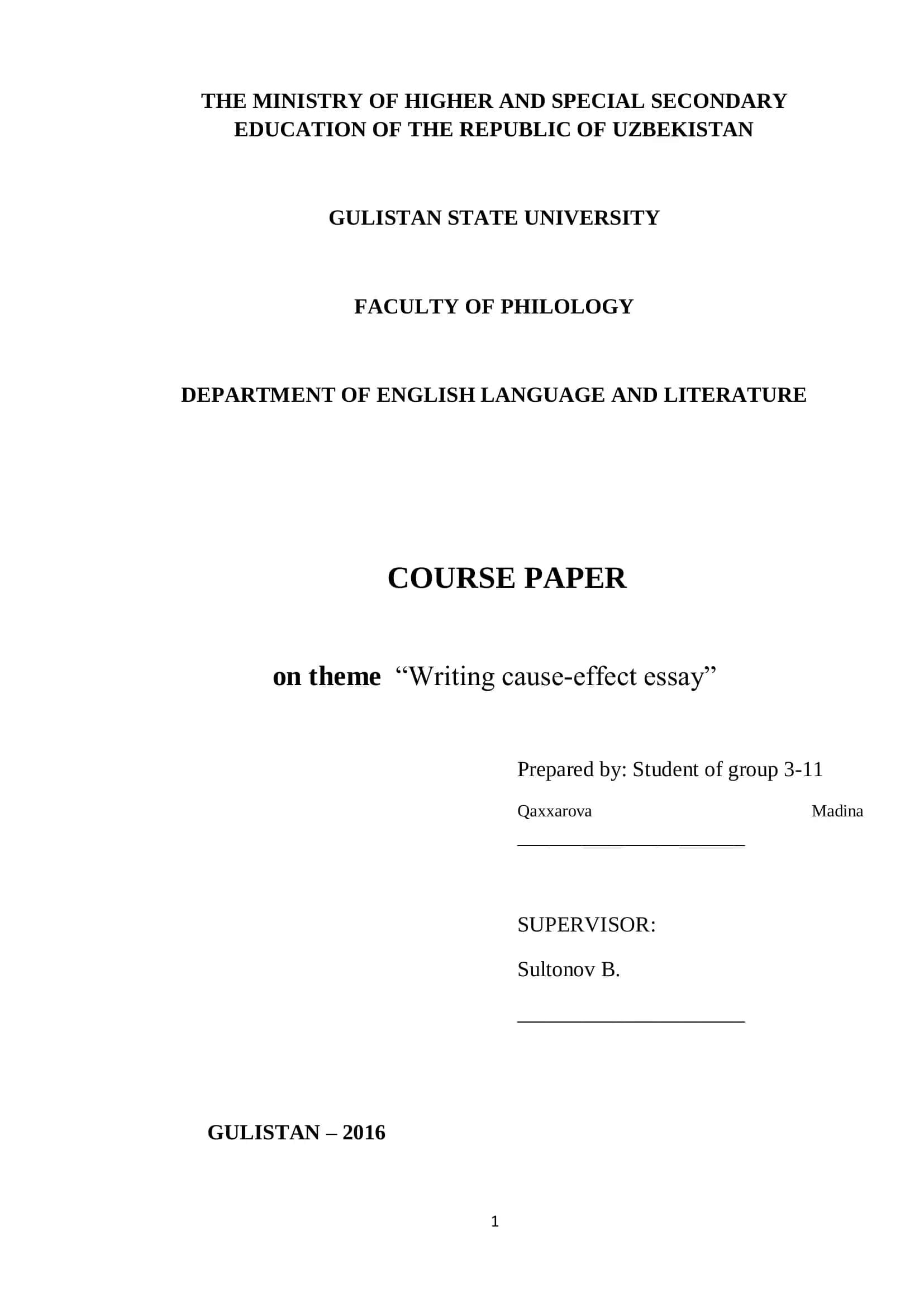Writing cause-effect essay