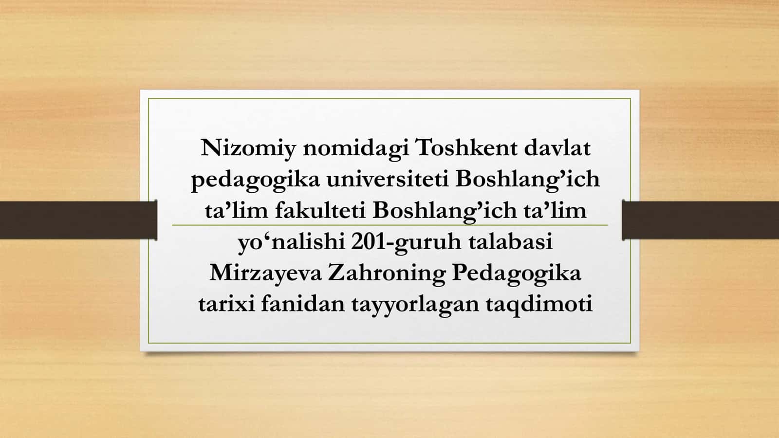 VII asrdan XIV asrning birinchi yarmigacha O’rta Osiyoda tarbiya, maktab va pedagogik fikrlar