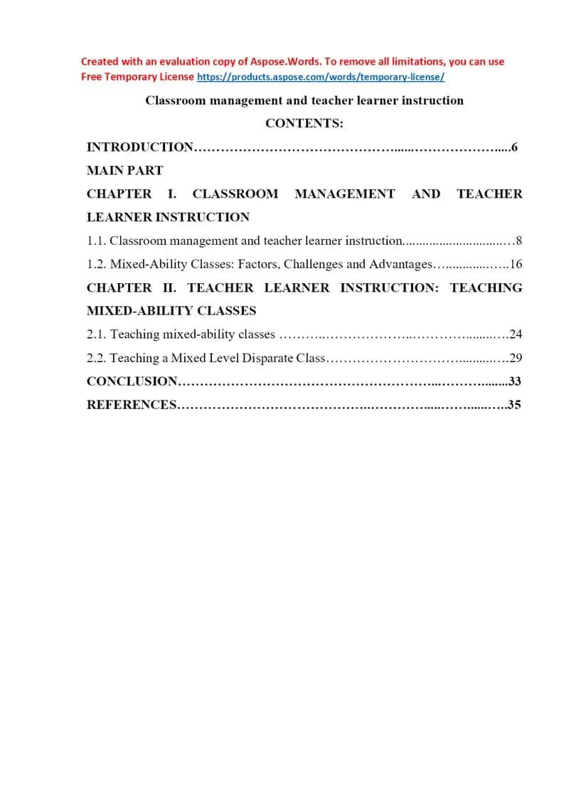 Classroom management and teacher learner instruction