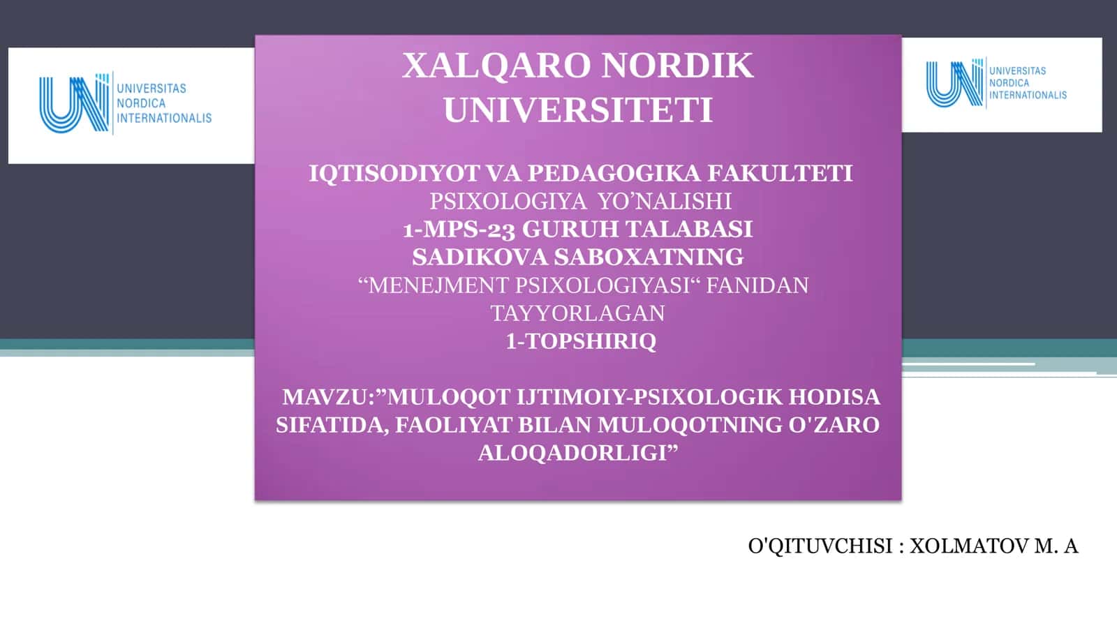 MULOQOT IJTIMOIY-PSIXOLOGIK HODISA