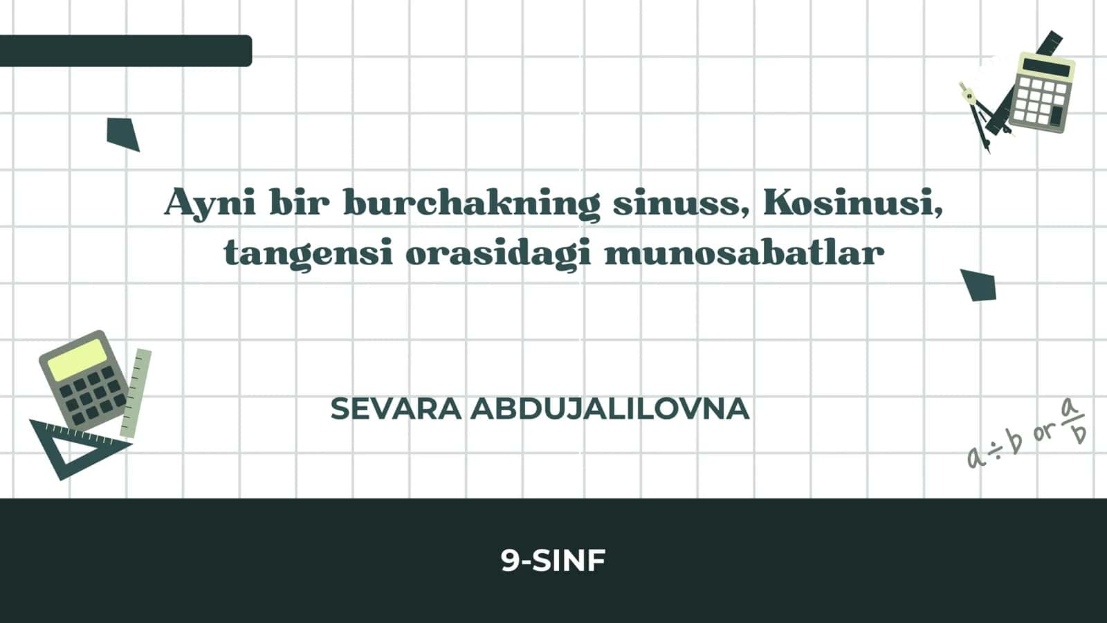 Sinus, Kosinus, Tangens