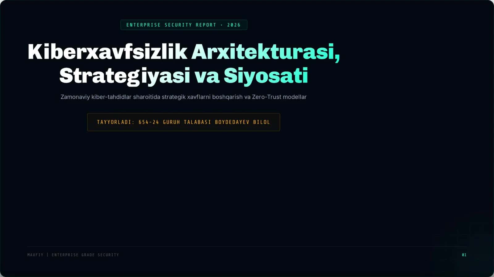 Kiberxavfsizlik Arxitekturasi