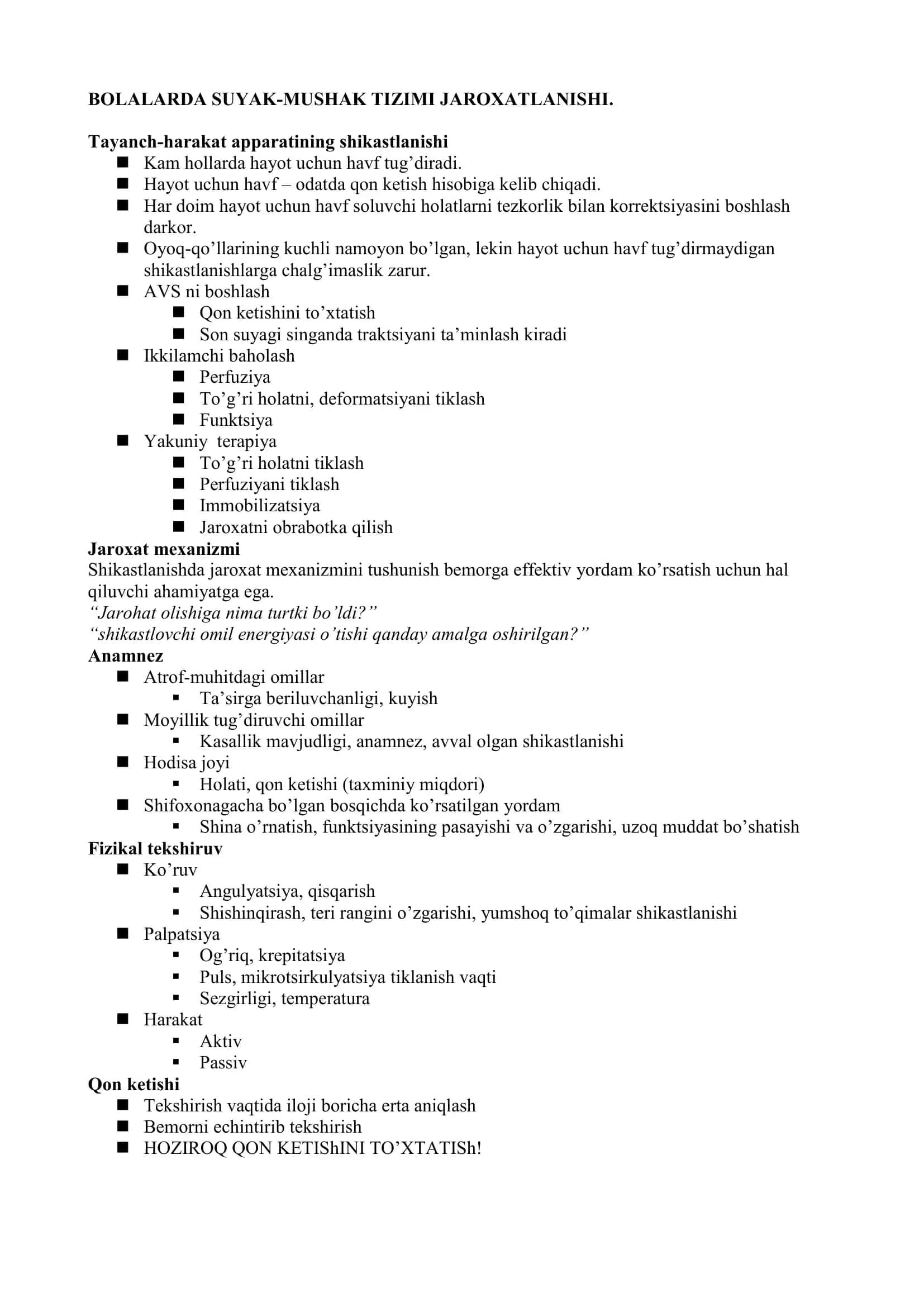 Suyak-Mushak Tizimi Jaroxatlanishi