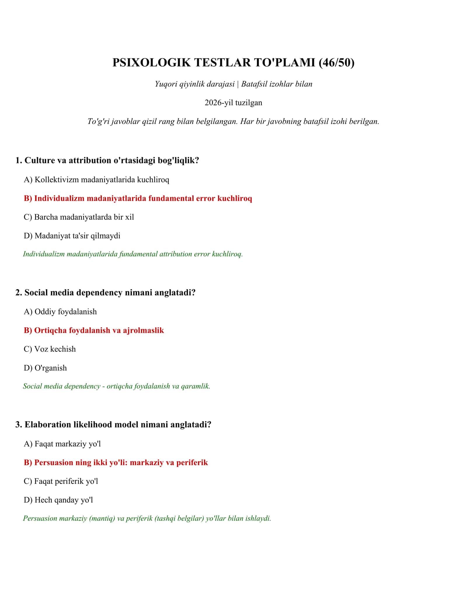 PSIXOLOGIK TESTLAR TO'PLAMI (46/50)