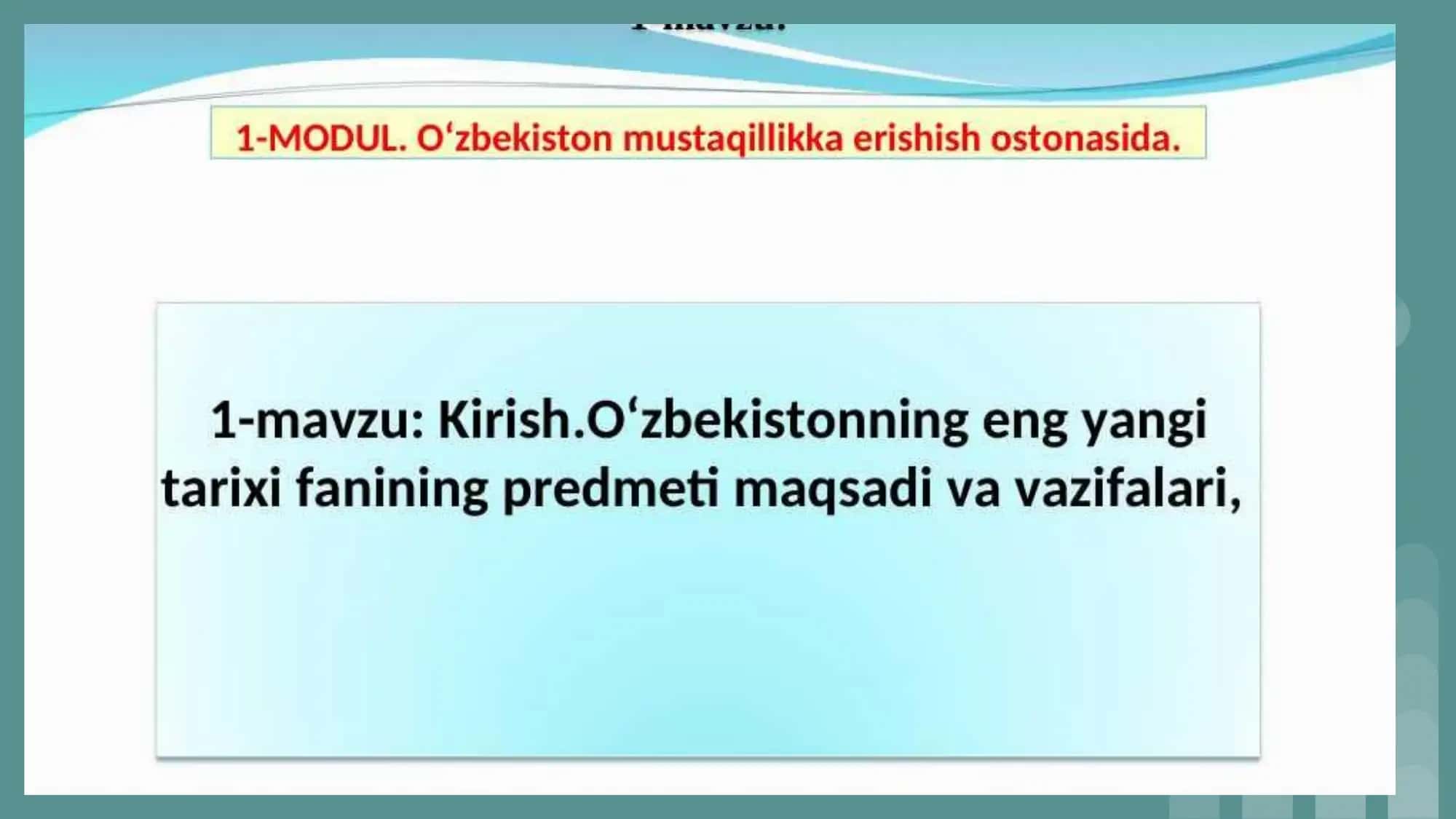 OʻZBEKISTON ENG YANG TARIXI