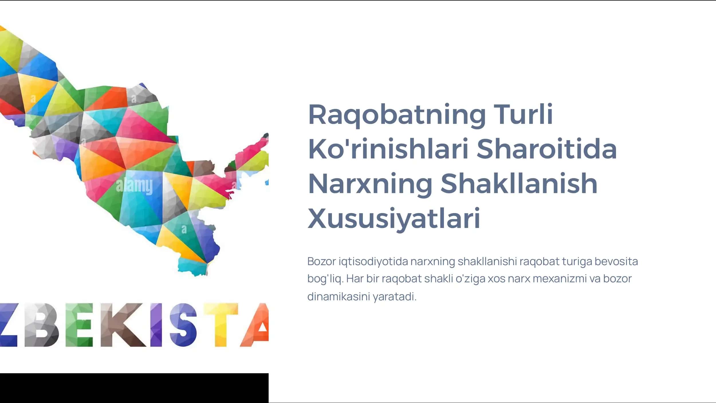 Raqobatning Turli Ko'rinishlari Sharoitida Narxning Shakllanish Xususiyatlari