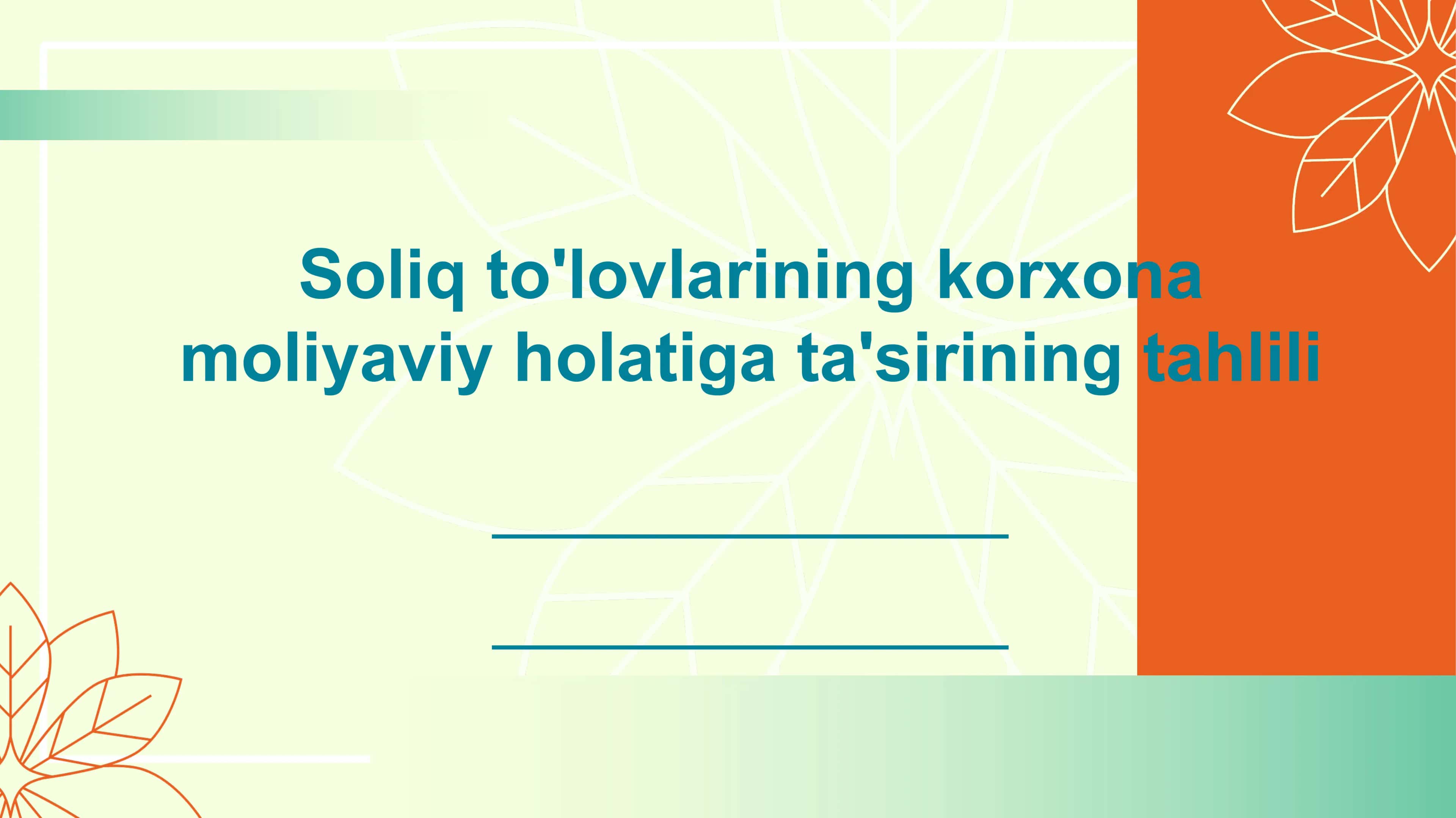 Soliq to'lovlarining korxona