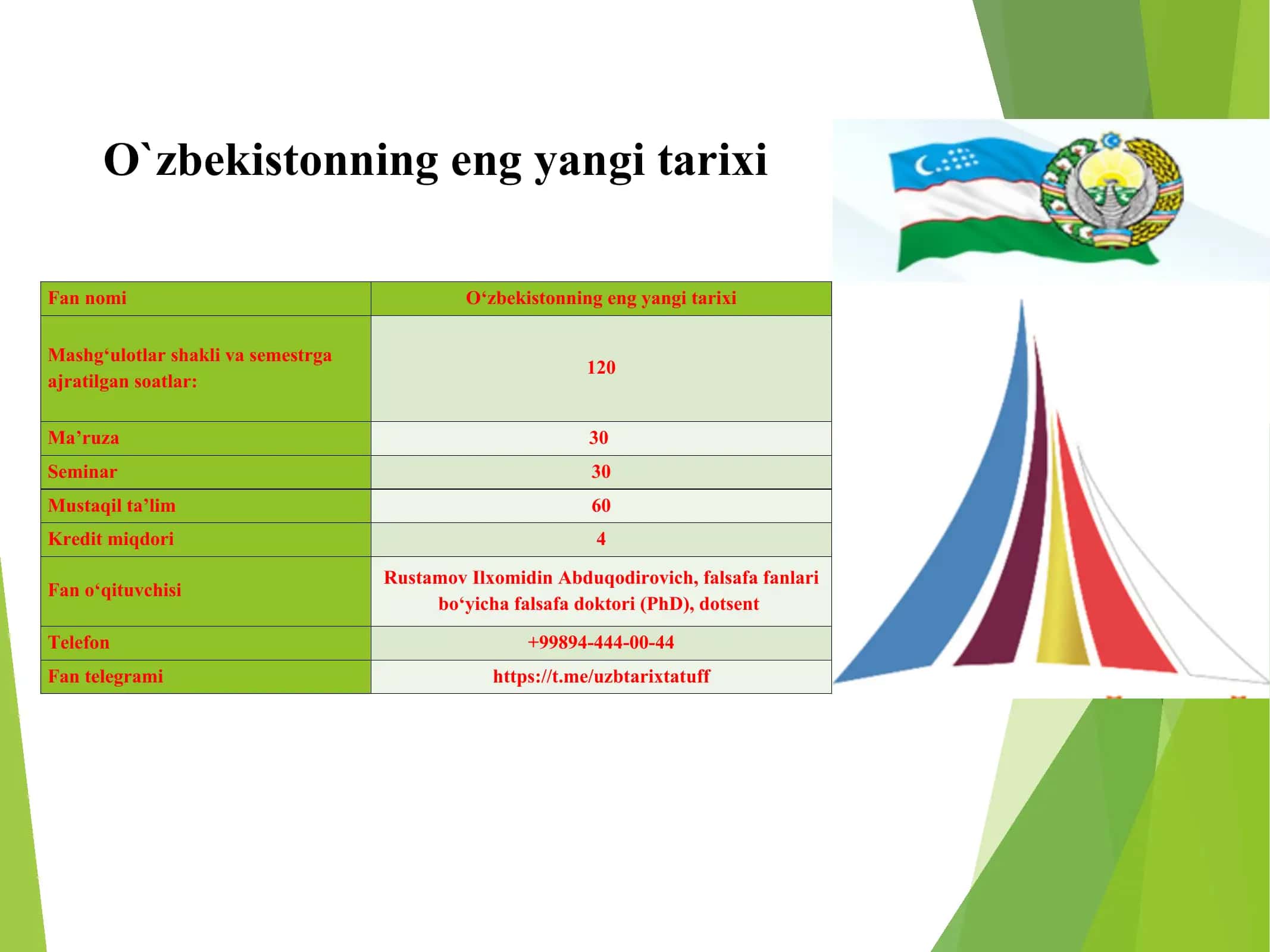 O`zbekistonning eng yangi tarixi