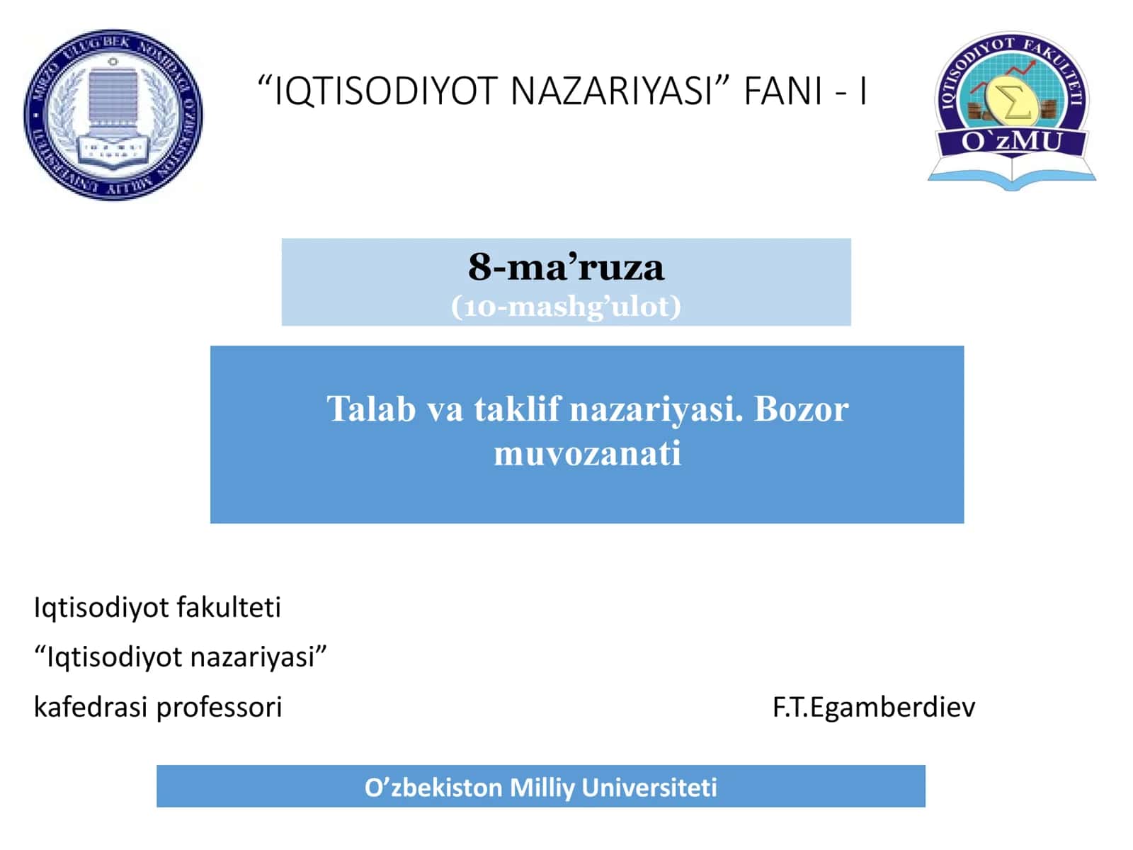 IQTISODIYOT NAZARIYASI