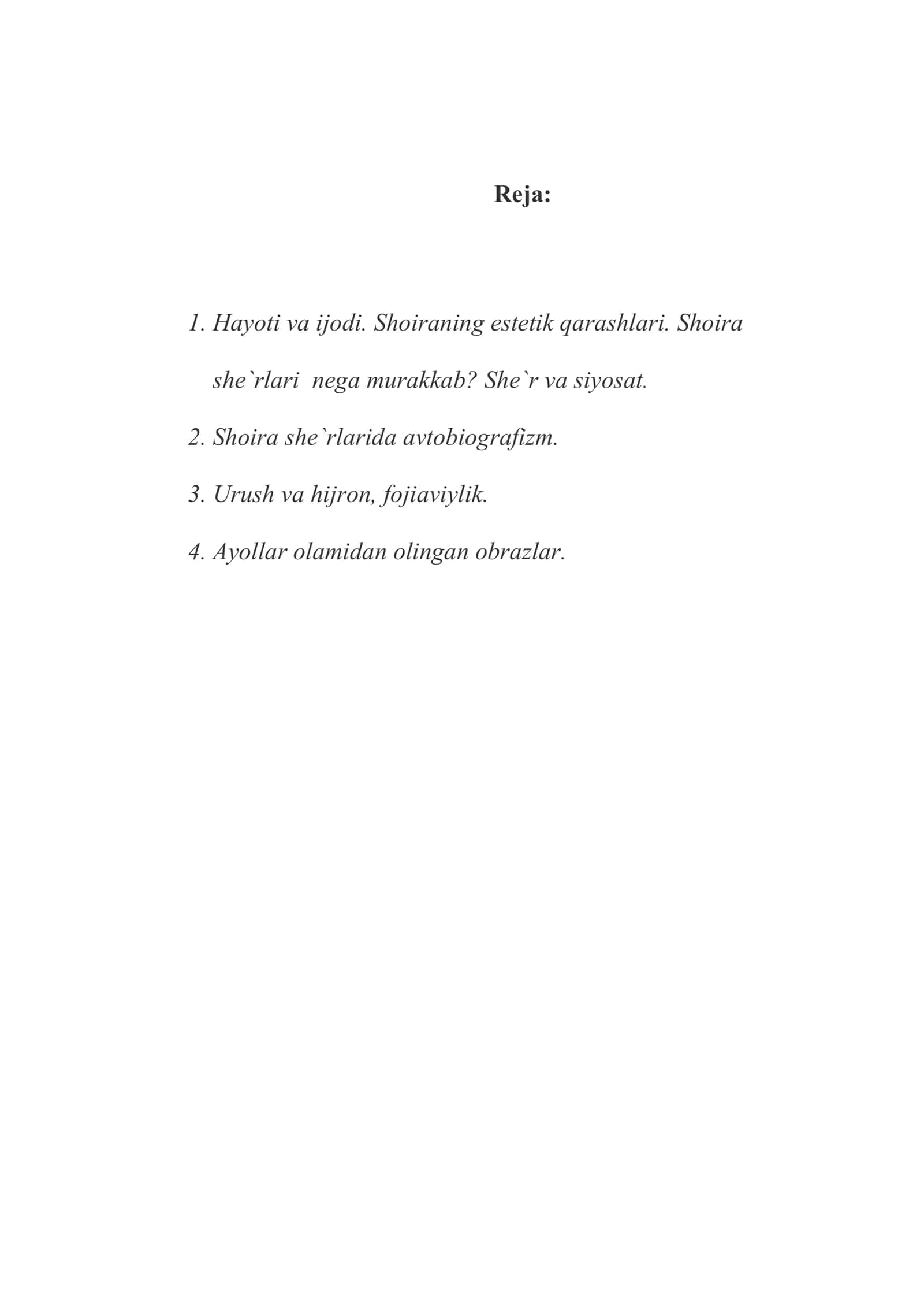 Zulfiya XX asr o`zbek she`riyatining yirik vakillaridan biridir