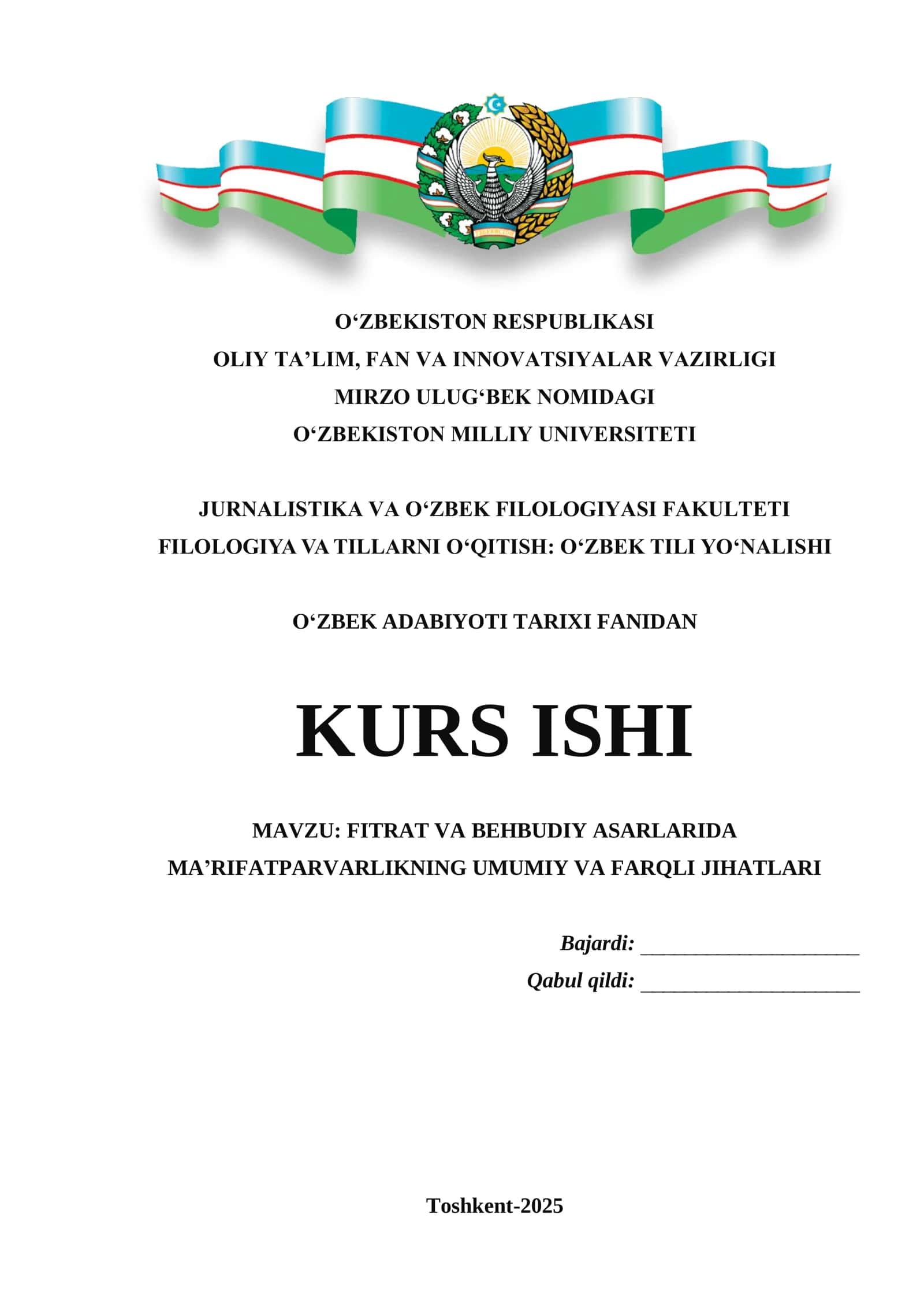 FITRAT VA BEHBUDIY ASARLARIDA MA’RIFATPARVARLIKNING UMUMIY VA FARQLI JIHATLARI
