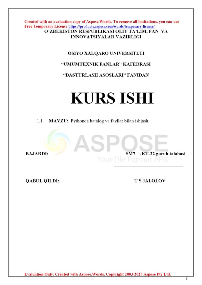 Pythonda katalog va fayllar bilan ishlash