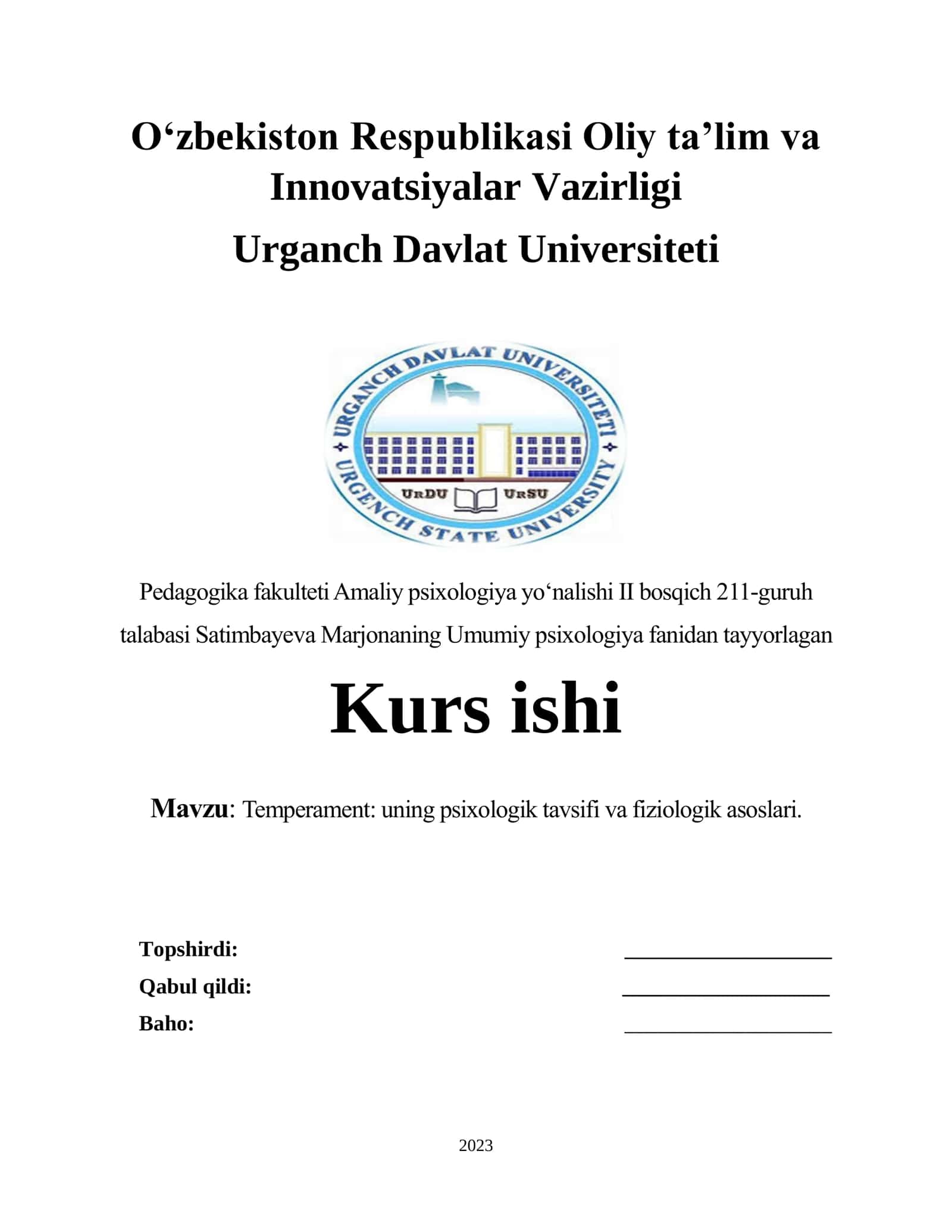 Temperament: uning psixologik tavsifi va fiziologik asoslari