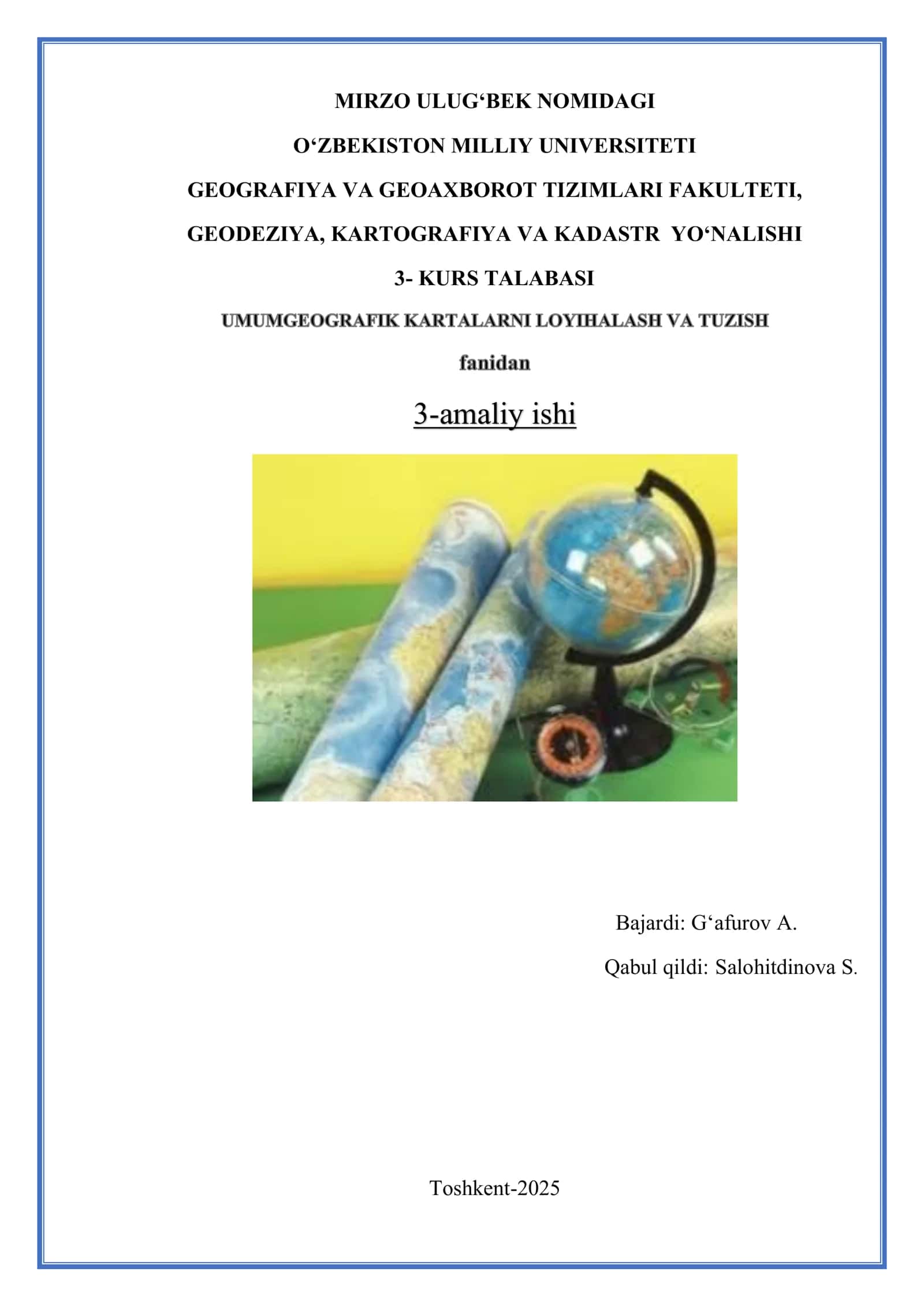 Umumgeografik o‘quv xaritalarini o‘rganish