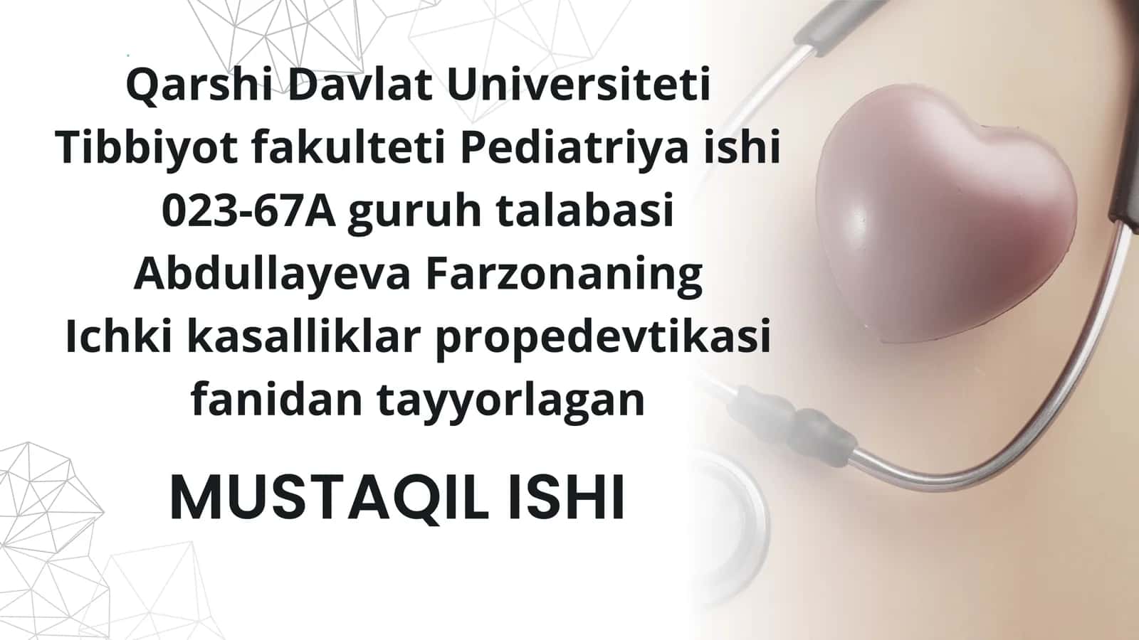 Bemorni mustaqil ko‘zdan kechirish