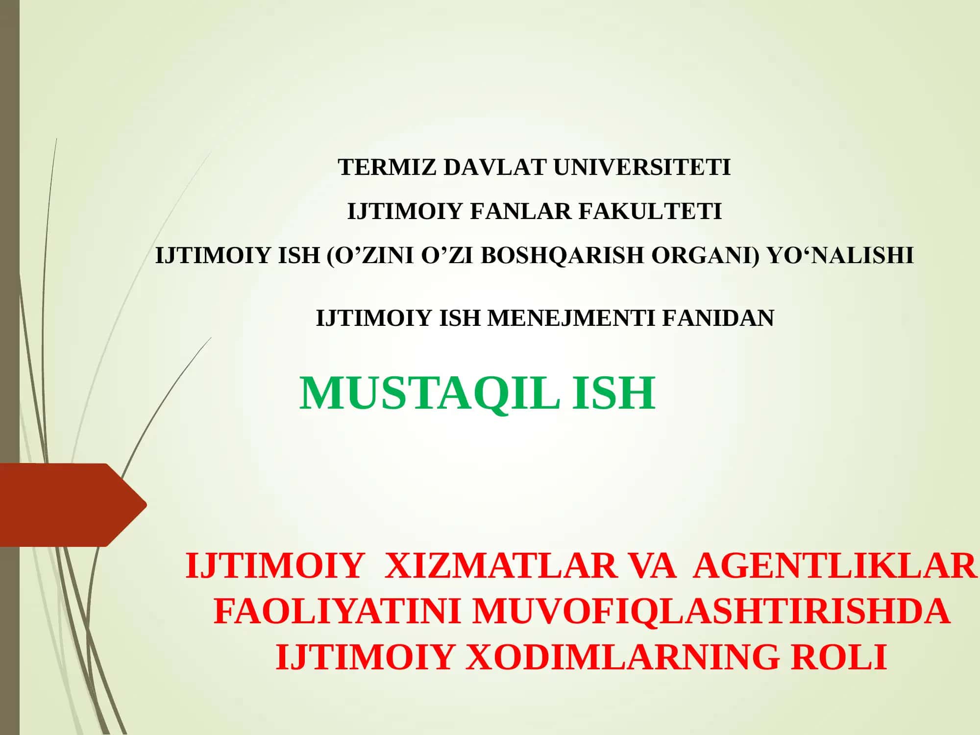 Ijtimoiy Xizmatlar va Agentliklar