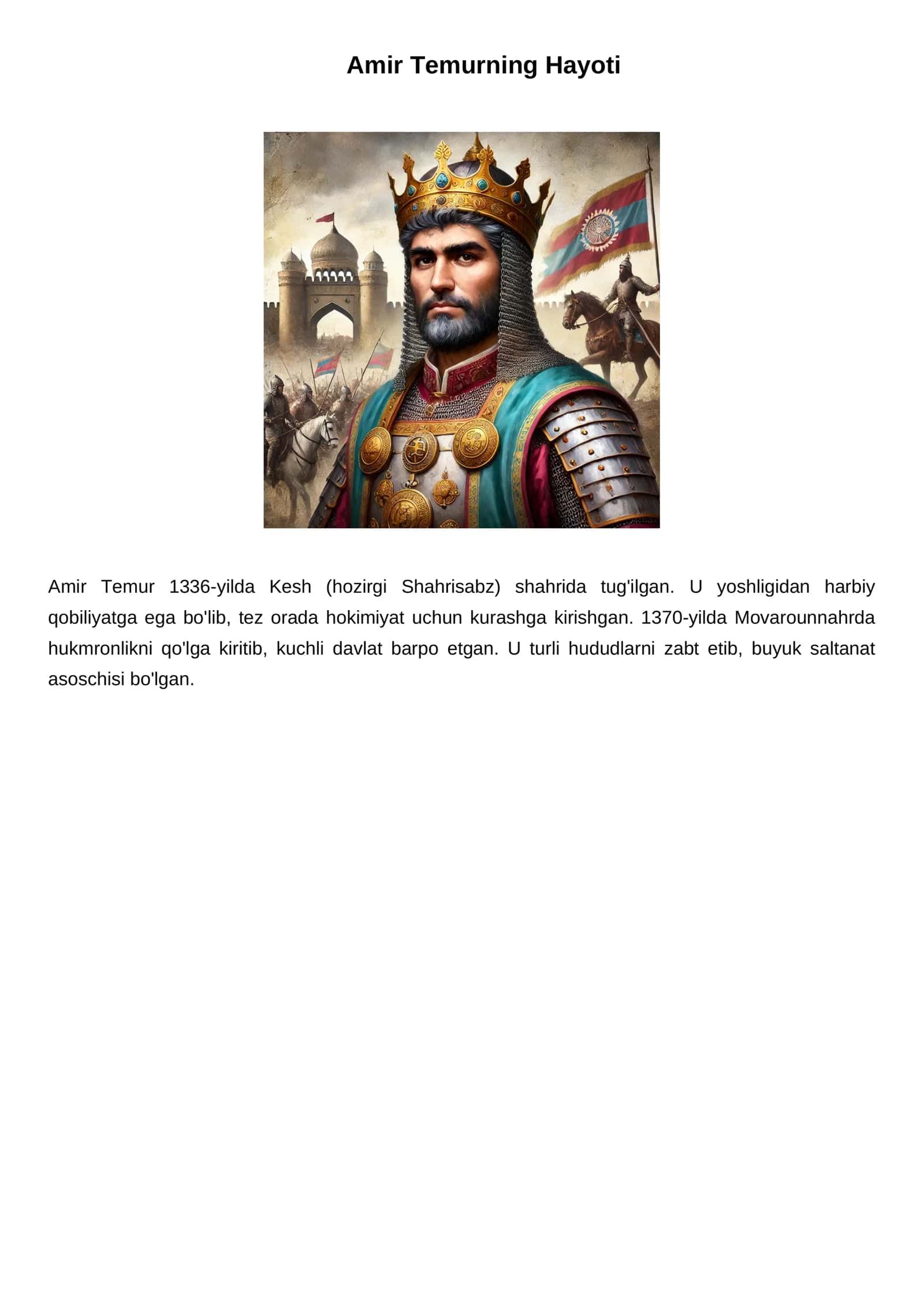 Amir Temurning Hayoti
