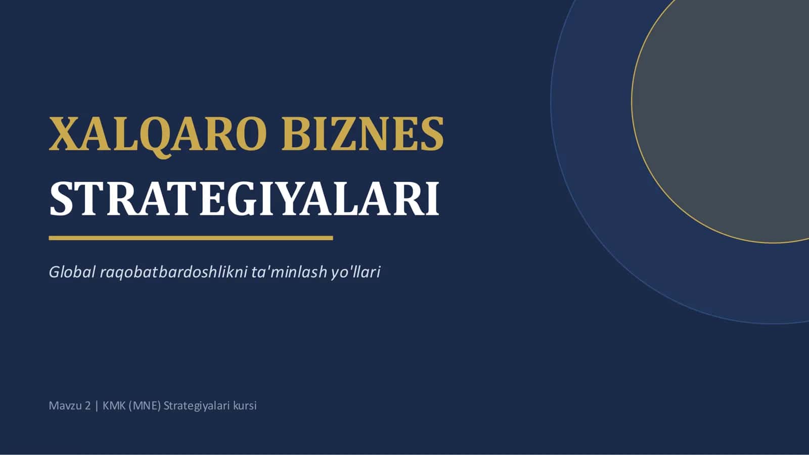 XALQARO BIZNES STRATEGIYALARI