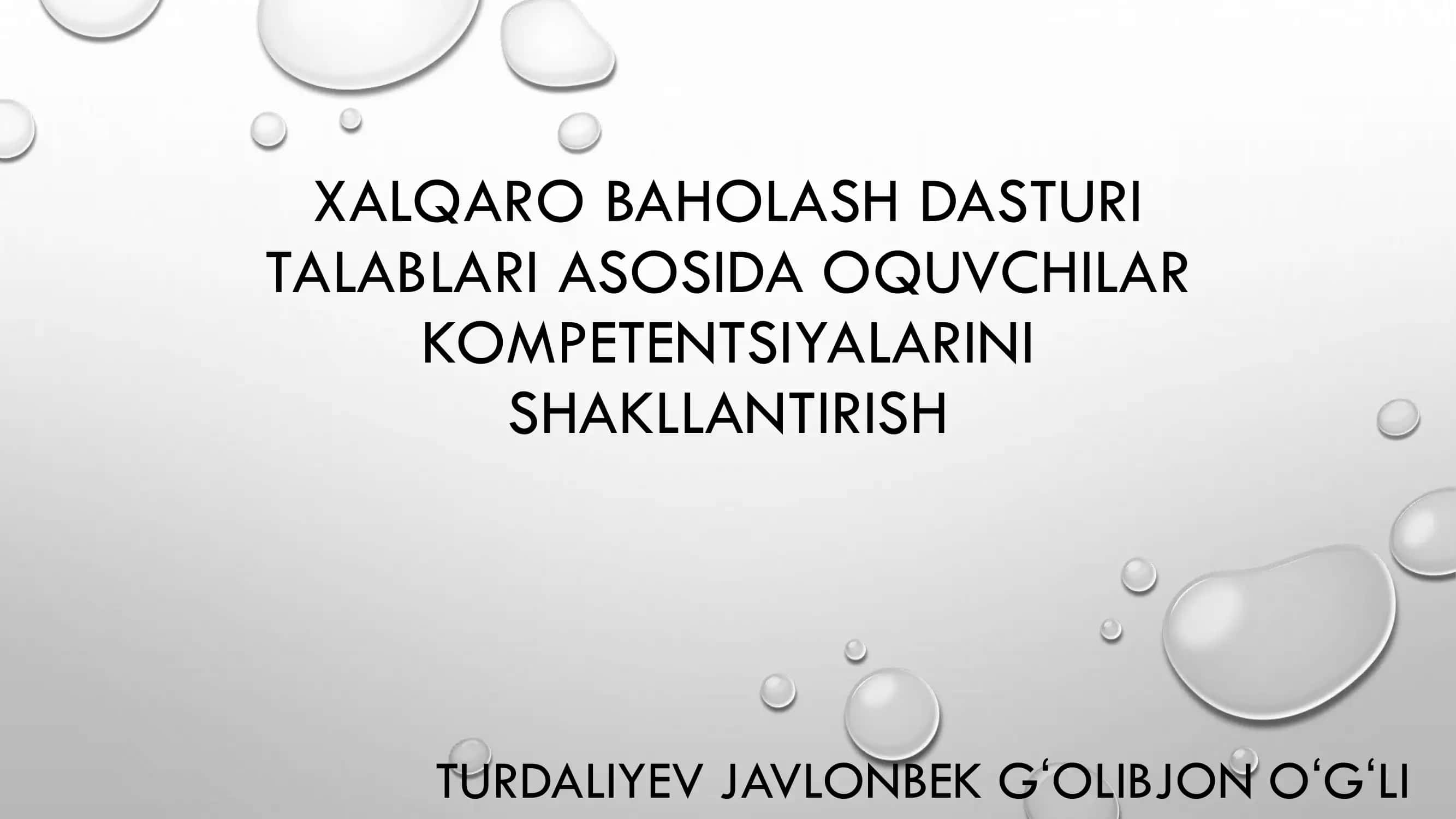 XALQARO BAHOLASH DASTURI