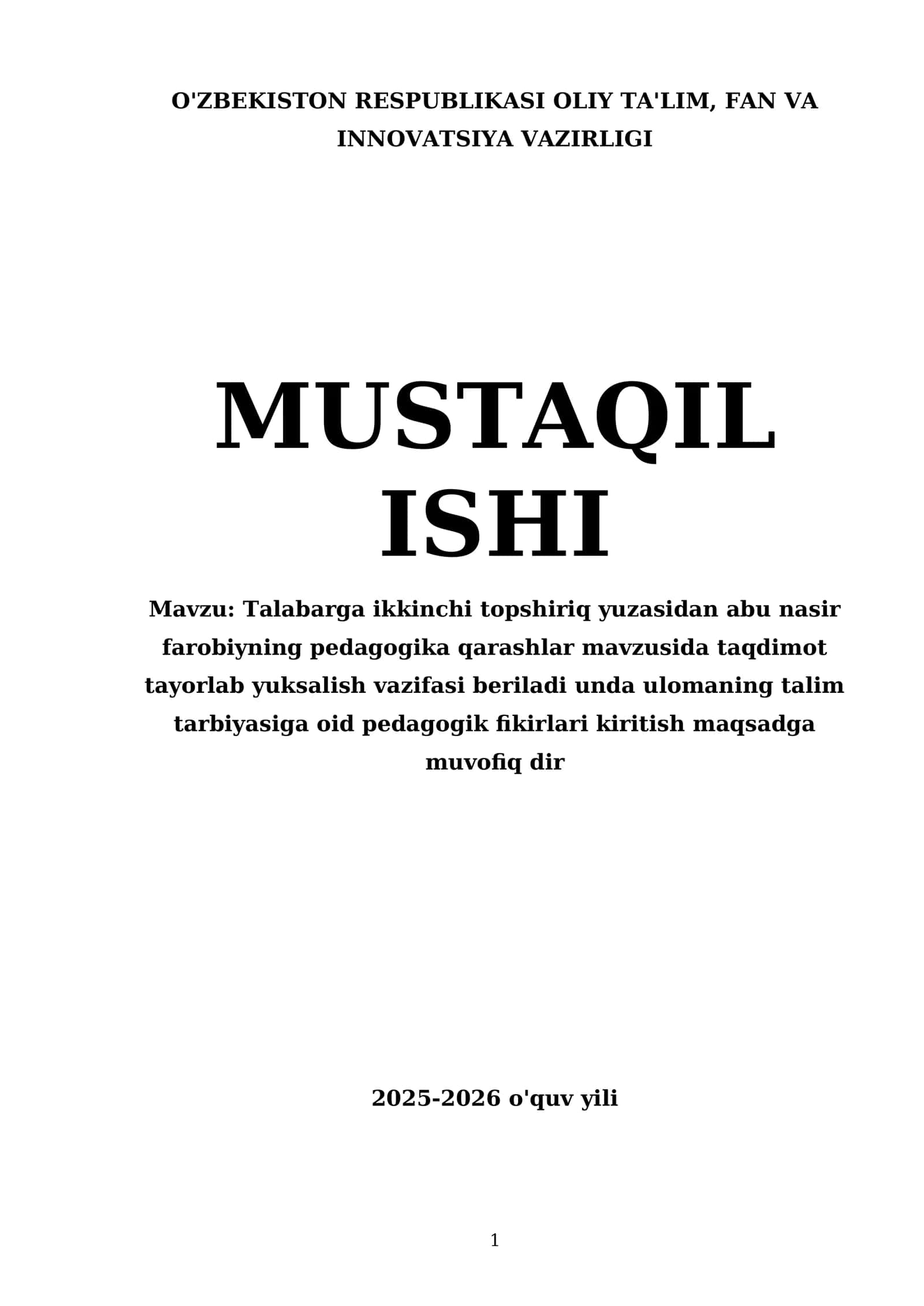 Talabarga ikkinchi topshiriq yuzasidan abu nasir farobiyning pedagogika qarashlar mavzusida taqdimot