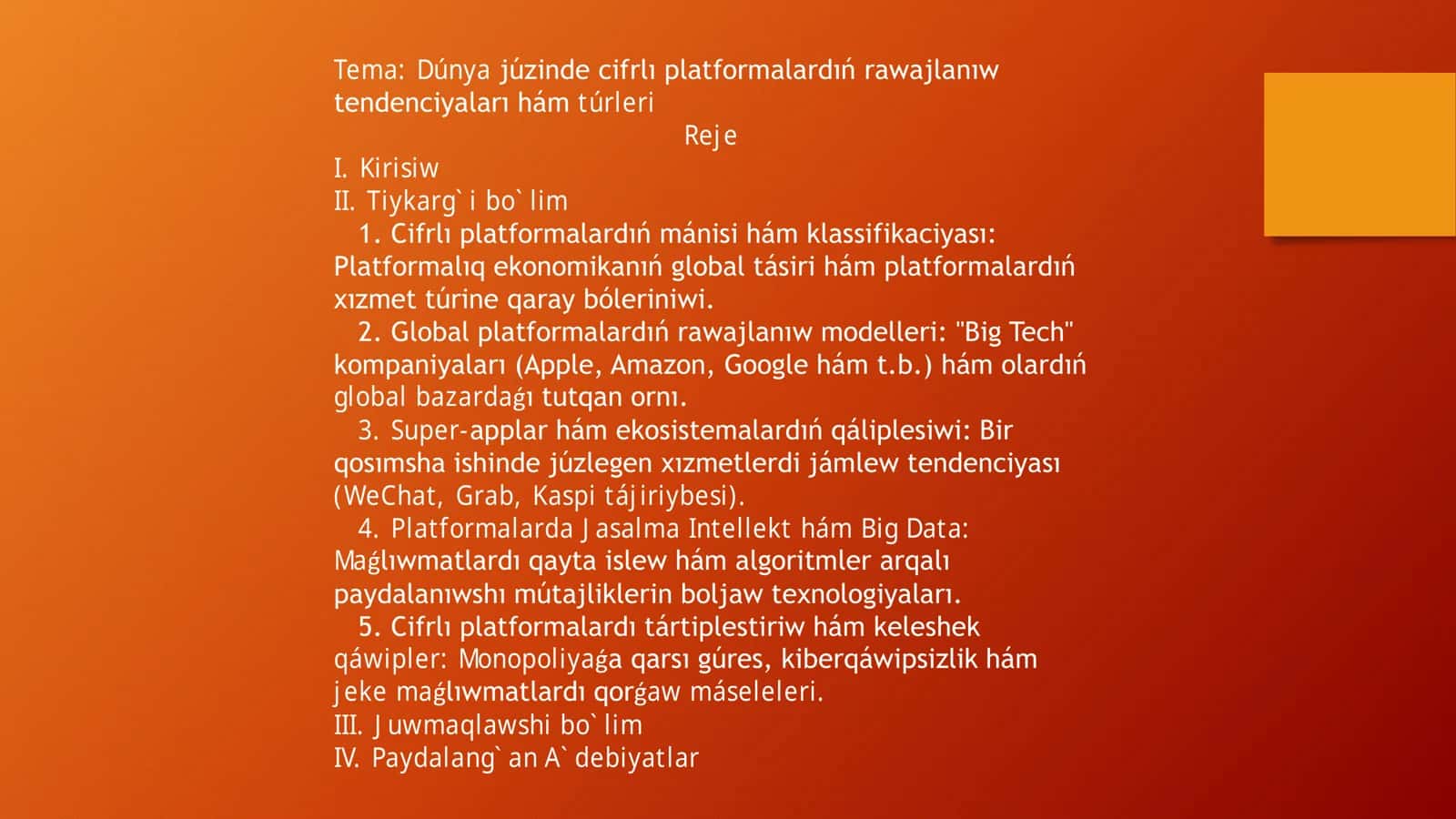 Dúnya júzinde cifrlı platformalardıń rawajlanıw tendenciyaları hám túrleri