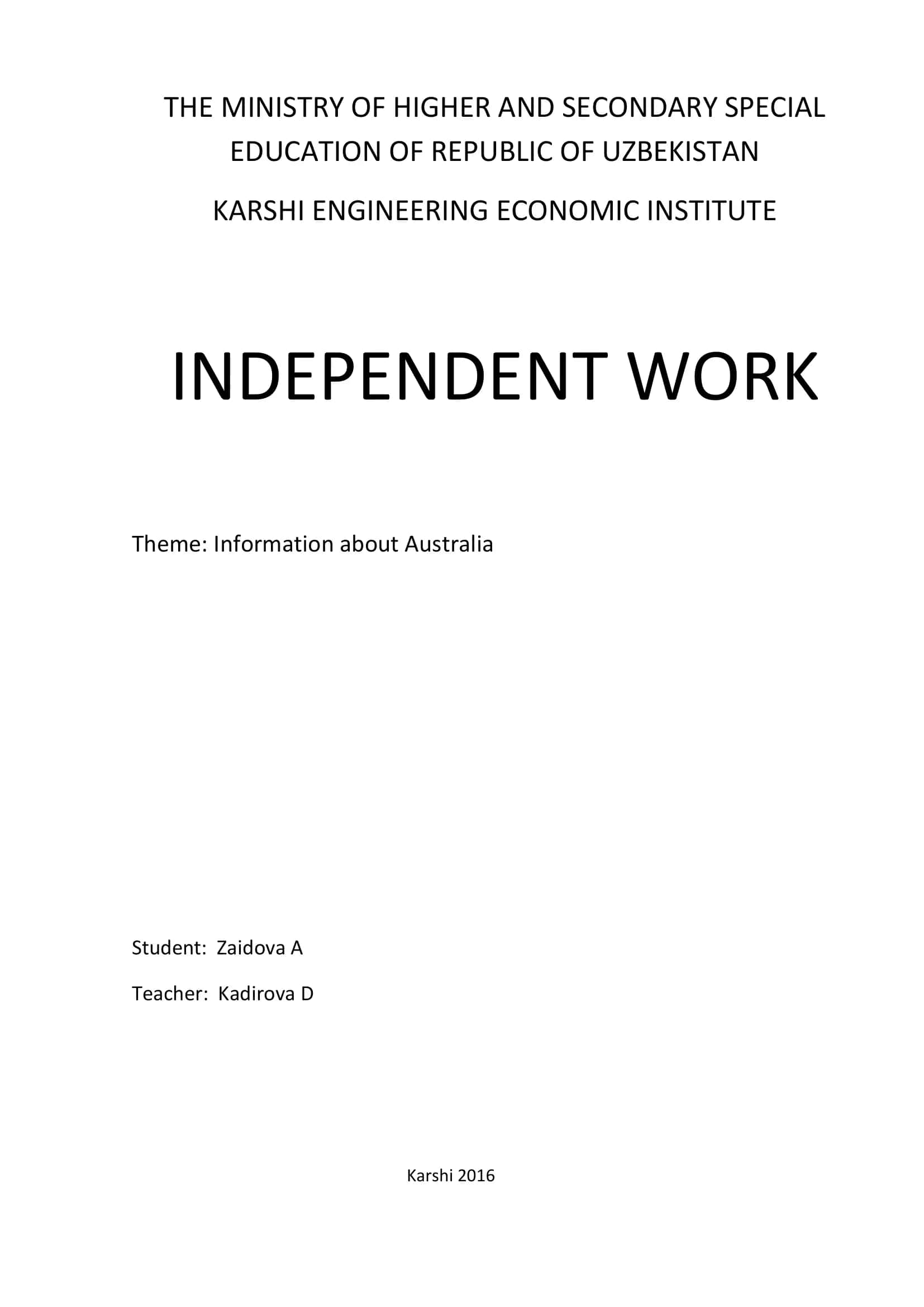 Information About Australia