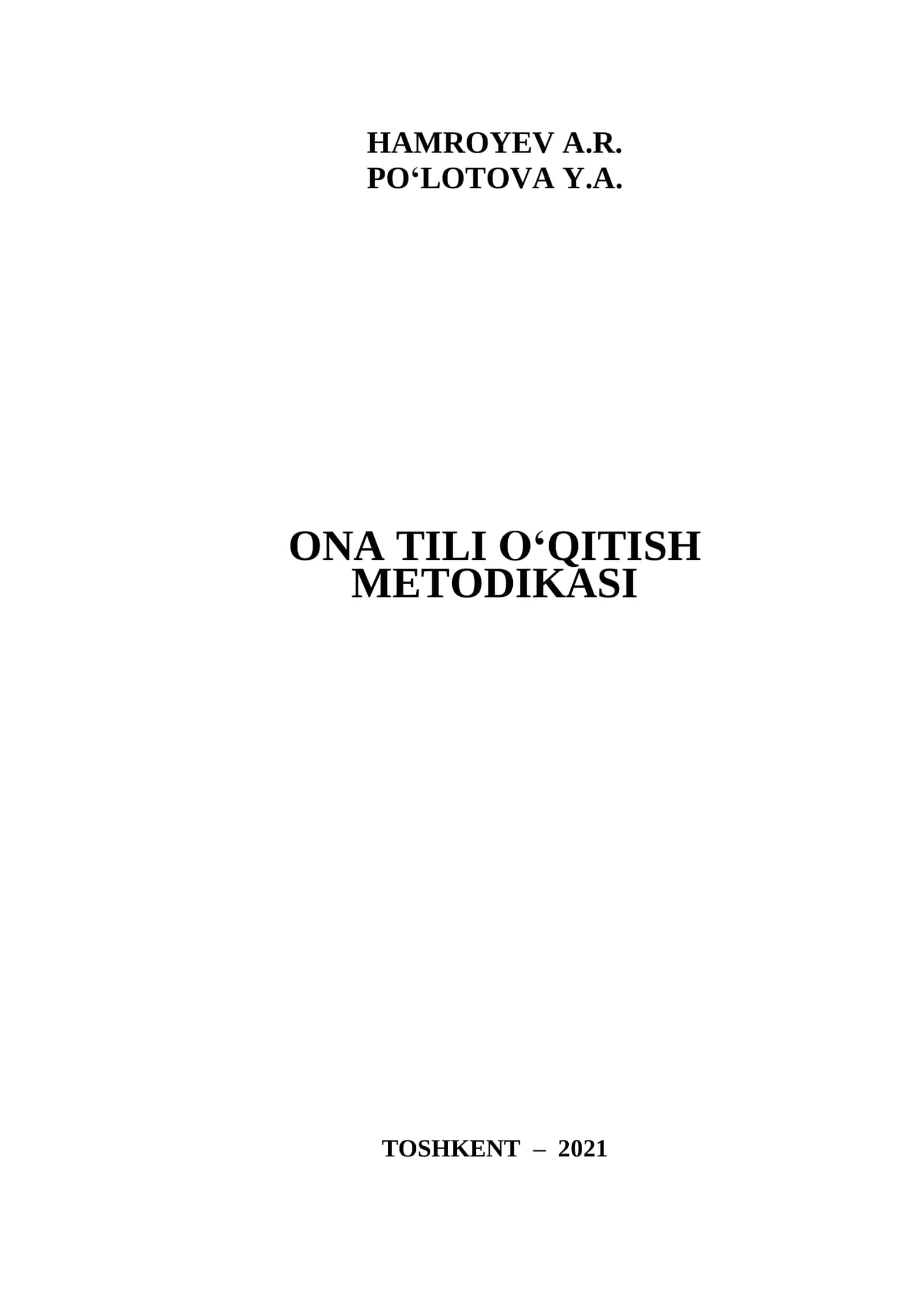 ONA TILI OʻQITISH METODIKASI