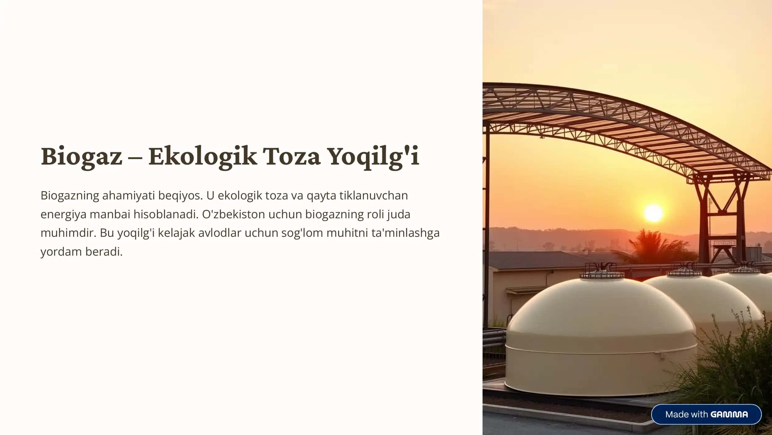 Biogaz - Ekologik Toza Yoqilg'i