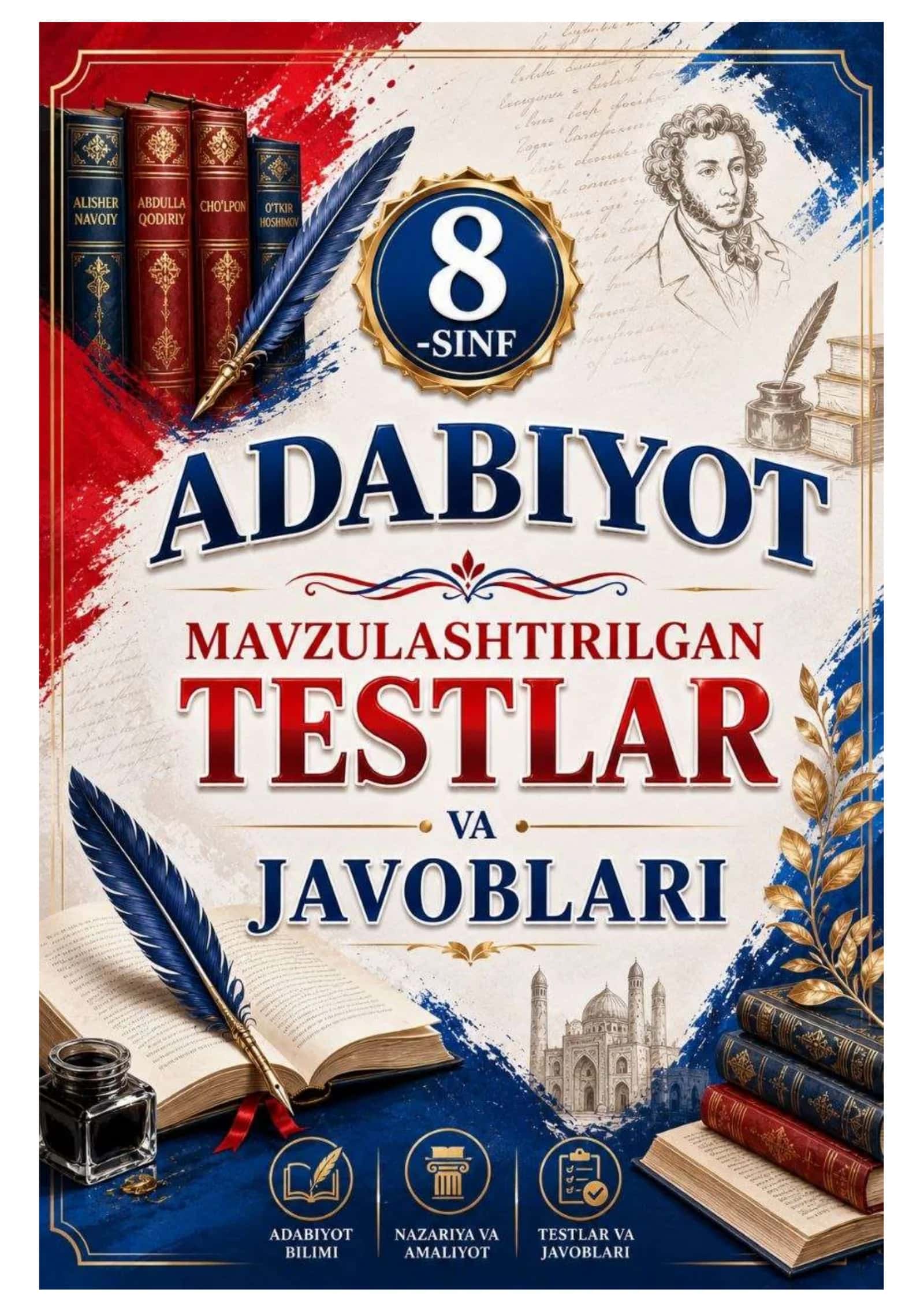 8-SINF ADABIYOT MAVZULASHTIRILGAN TESTLAR TO'PLAMI 2026 YIL