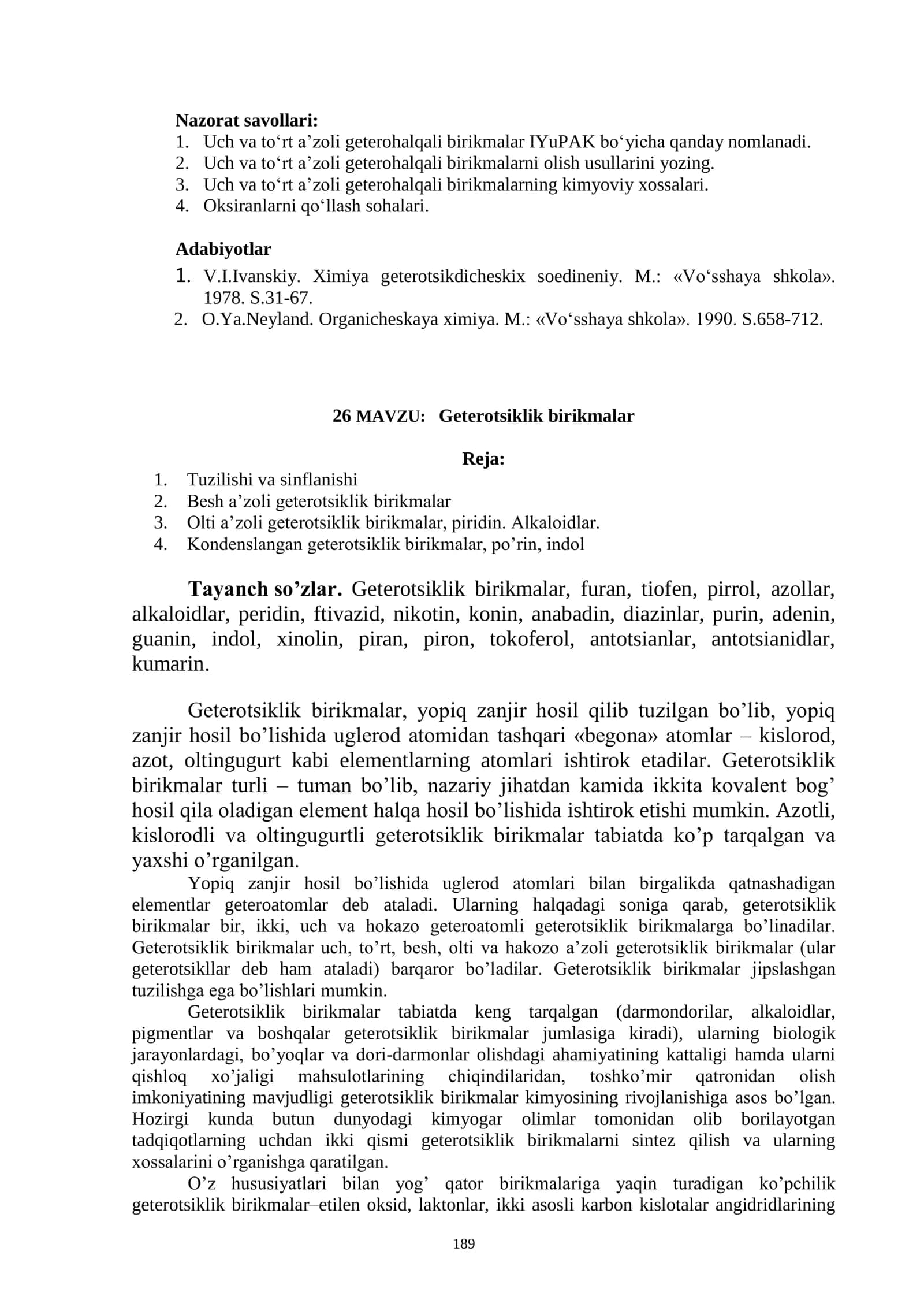 Geterotsiklik birikmalar