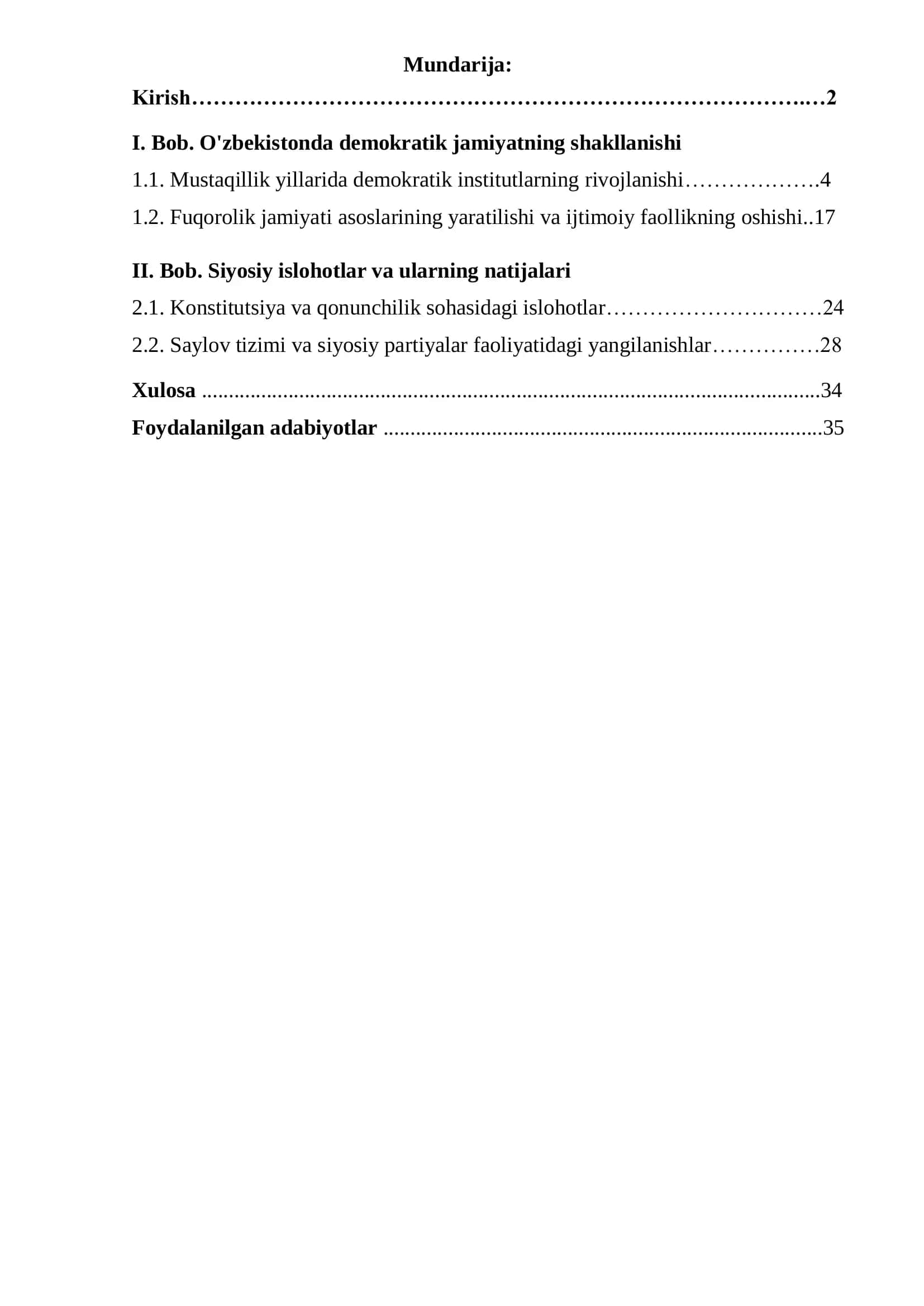 O'zbekistonda demokratik jamiyatning shakllanishi