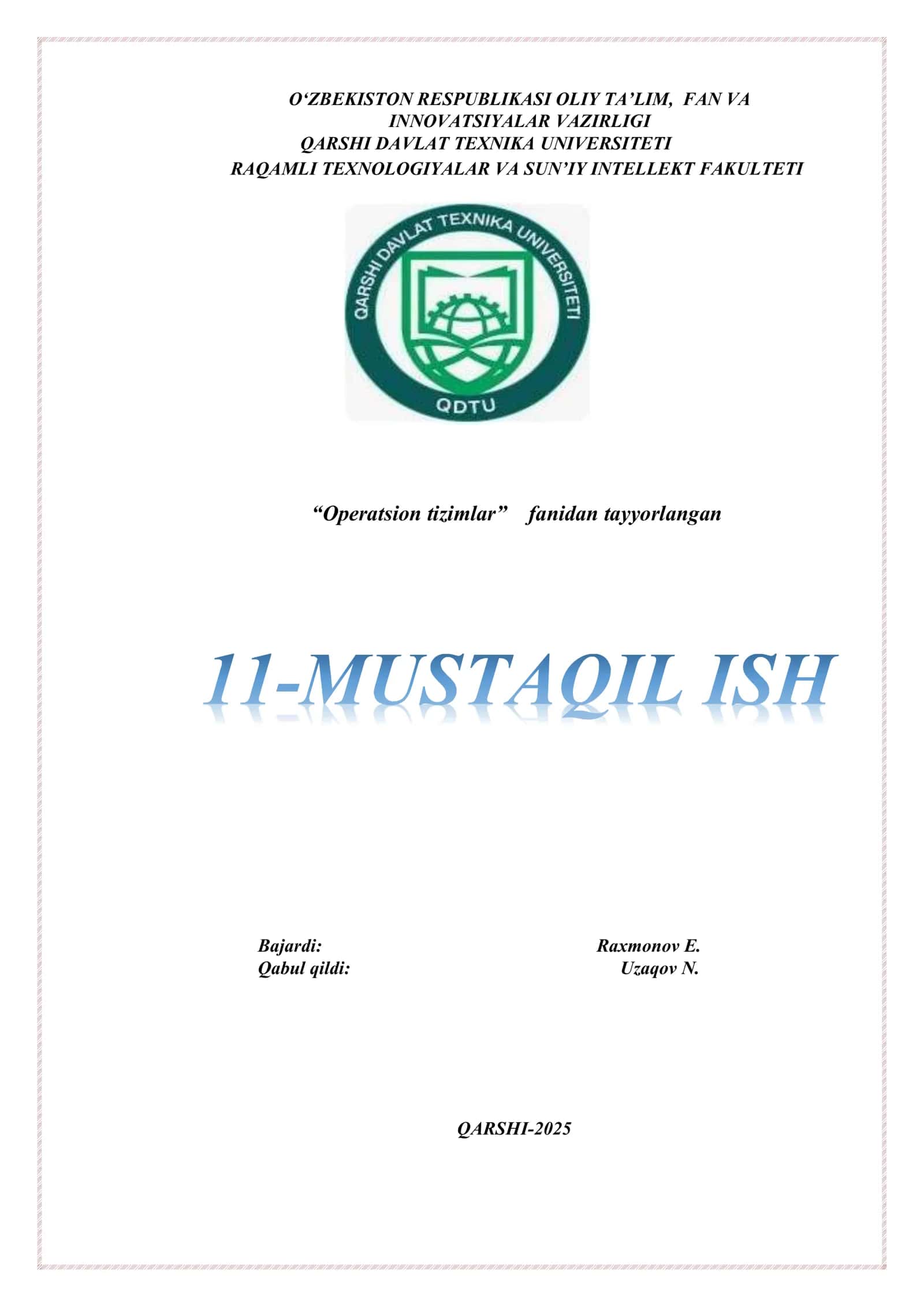 Operatsion tizimlar xavfsizlik komponentalari