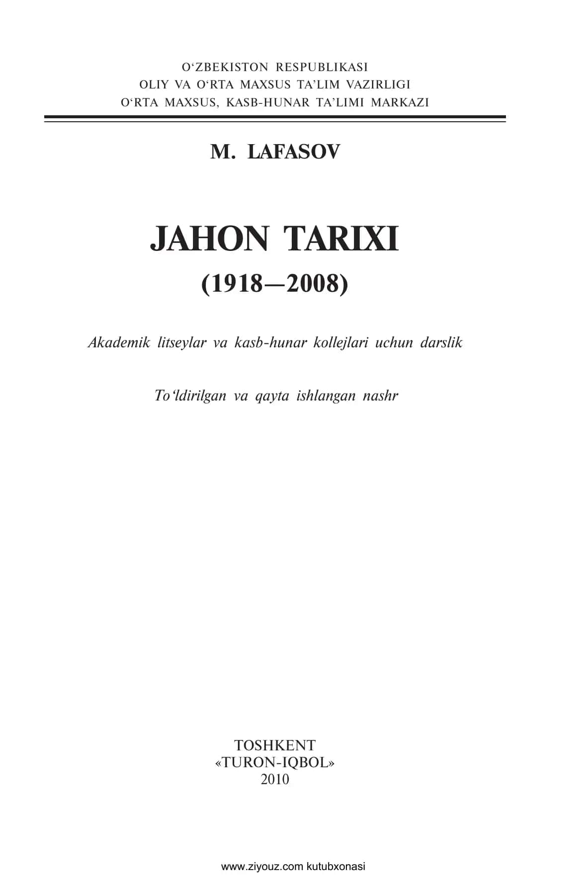Jahon Tarixi darslik