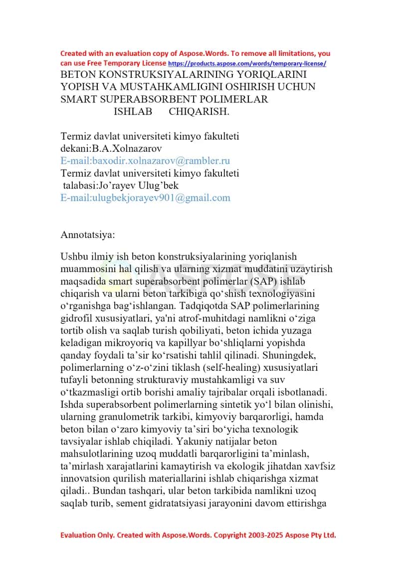 Smart superabsorbent polimerlar