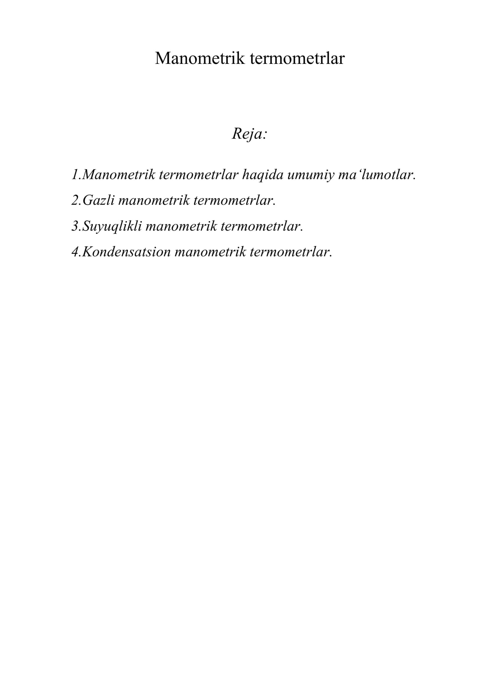 Manometrik termometrlar