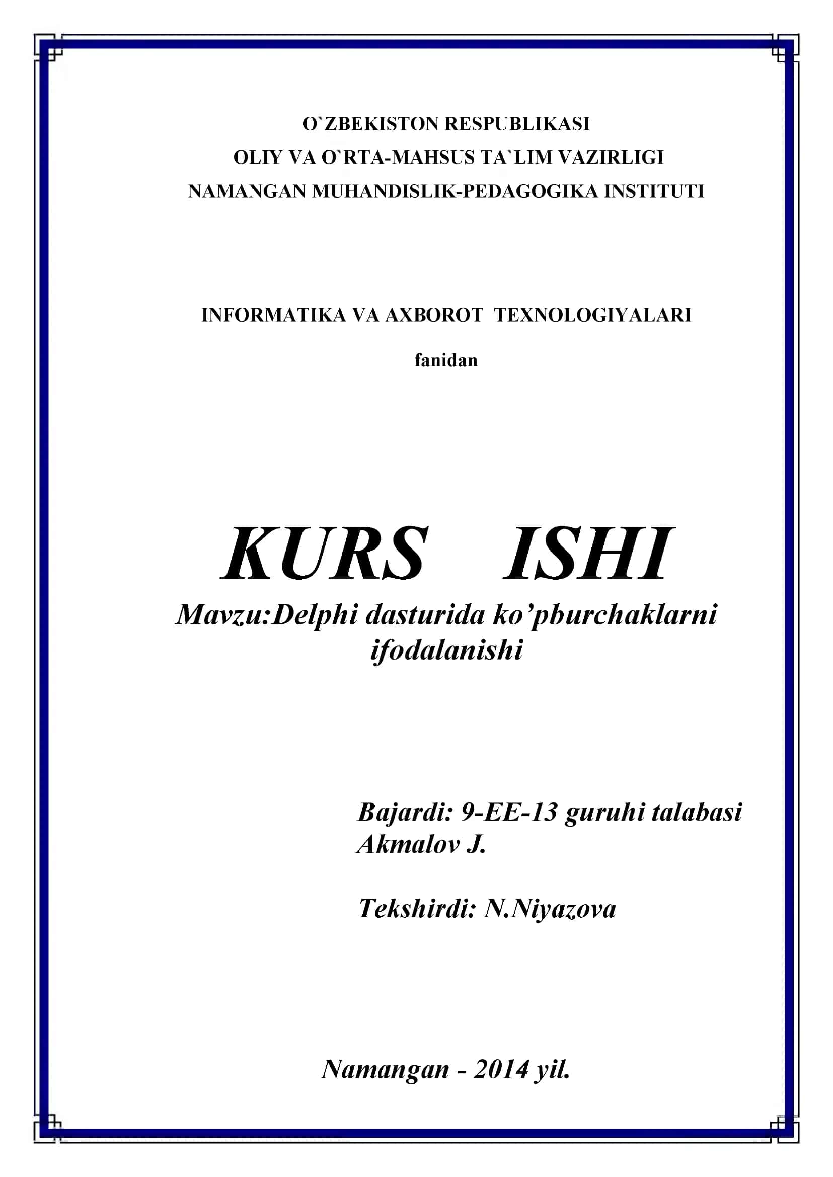 Delphi dasturida ko’pburchaklarni ifodalanishi