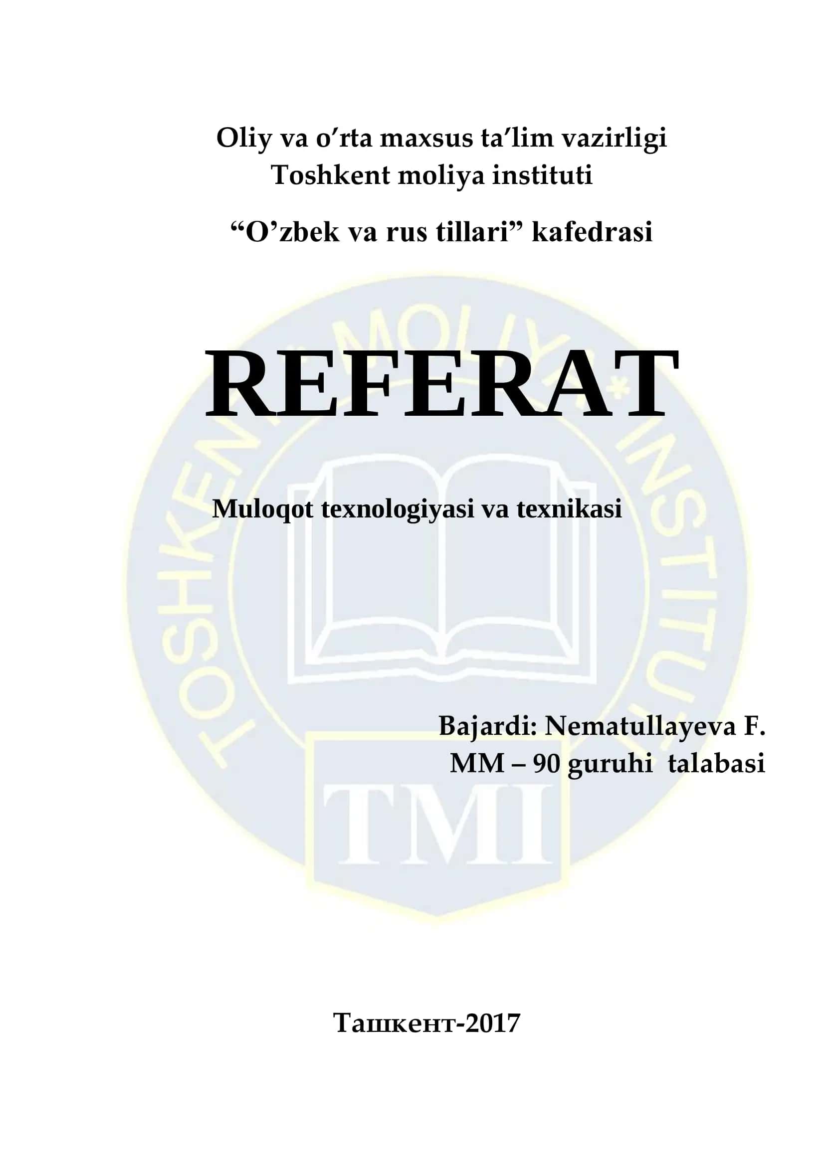 Muloqot texnologiyasi va texnikasi