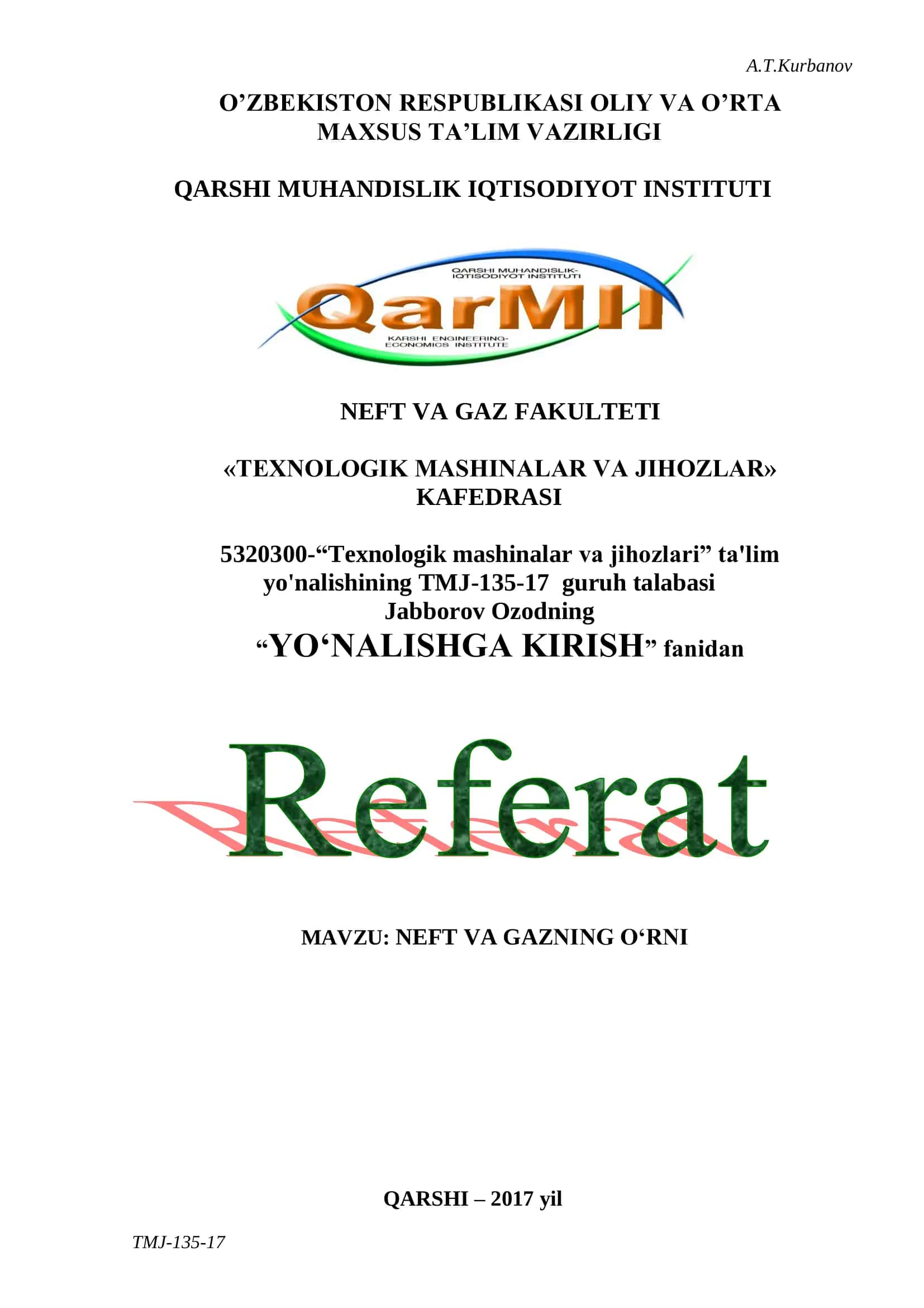 NEFT VA GAZNING О„RNI