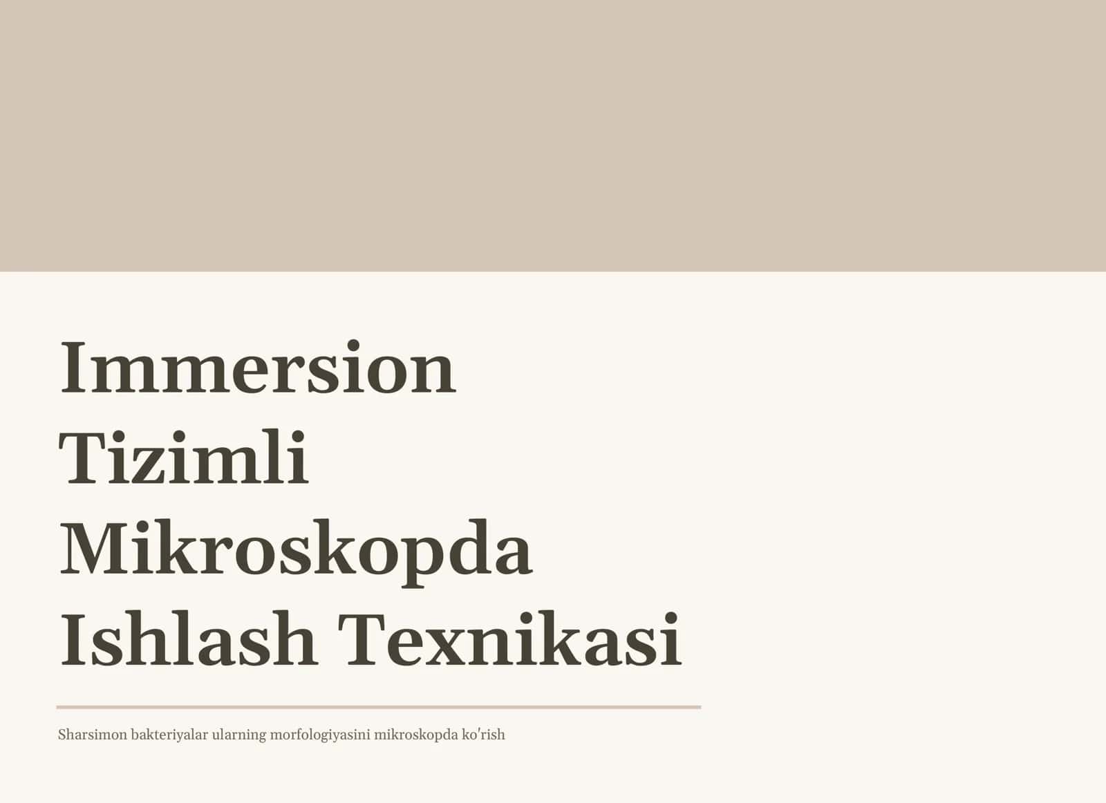 Immersion Mikroskopda Ishlash Texnikasi