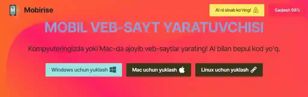 Mobirise | Web sayt yaratuvchi
