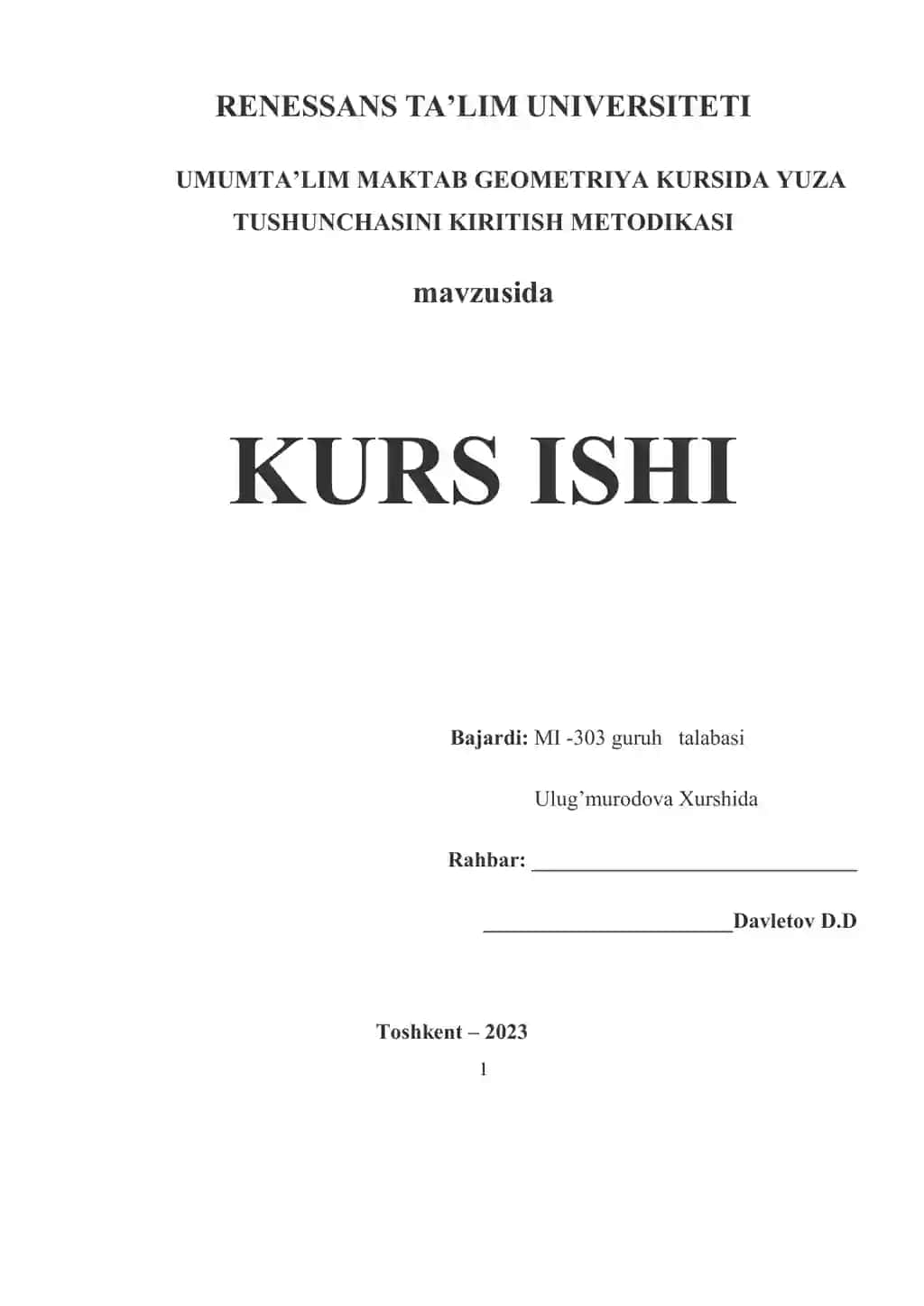 Kurs ishi shablon