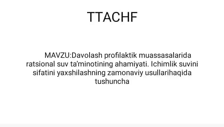 Davolash profilaktik  muassasalarida Rotsional suv