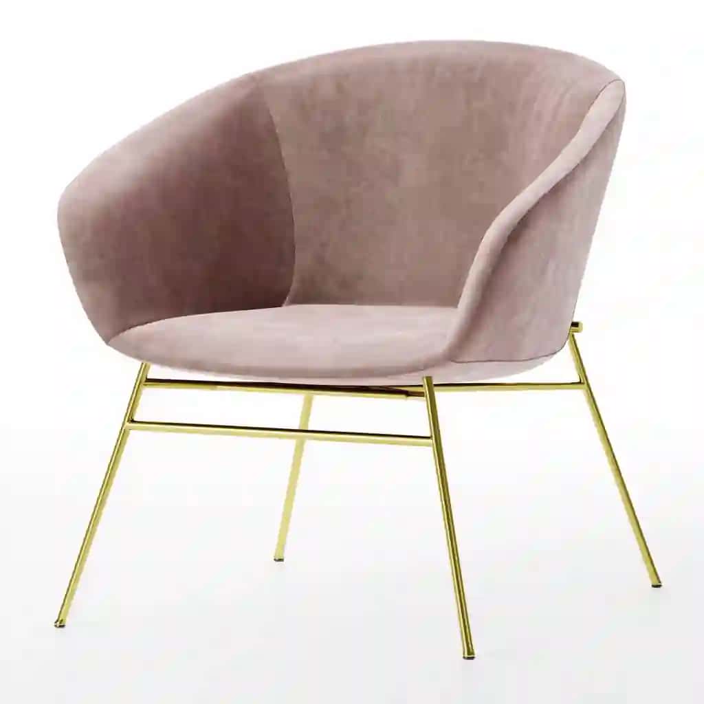 Modern Velvet Accent Chair with Gold Metal Legs