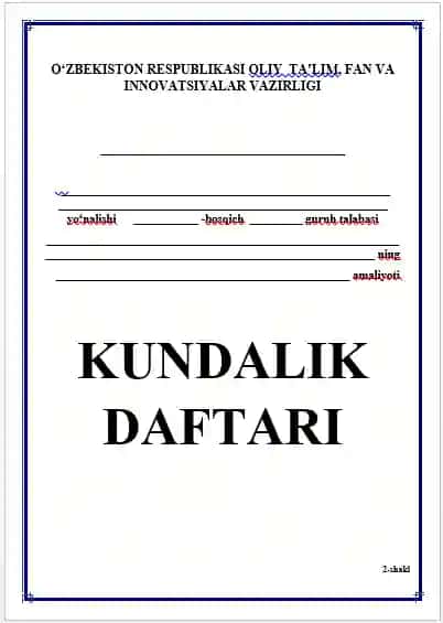 Malakaviy amaliyot daftarchasi