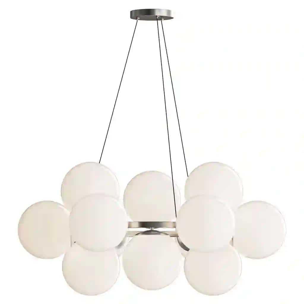 MyFar Aerton Nickel White Glass Molecule Chandelier 12 Light