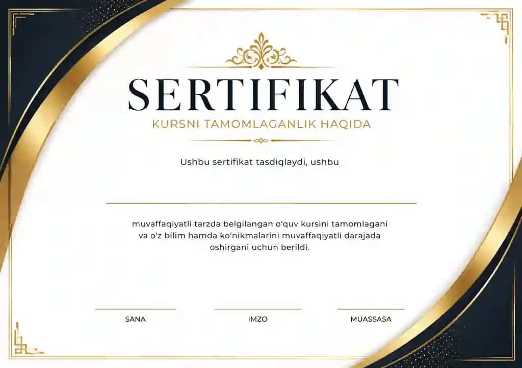 Sertifikat kursni tamomlaganlik haqida
