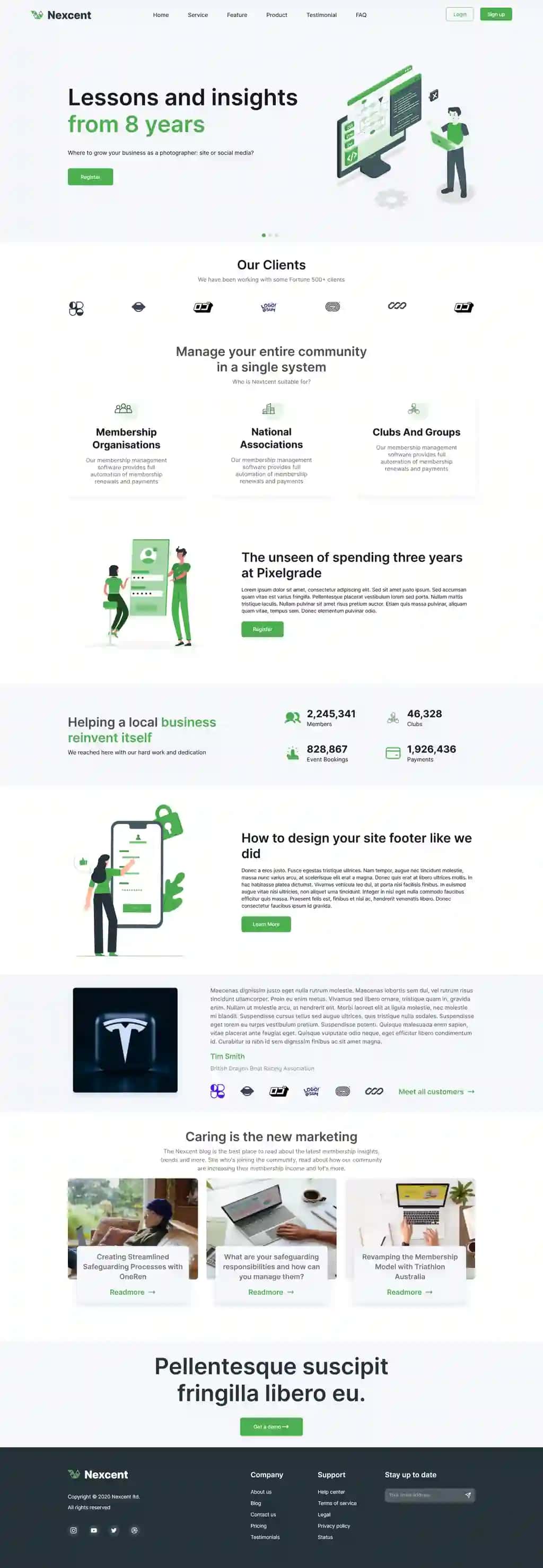 Nexcent. Landing page website template